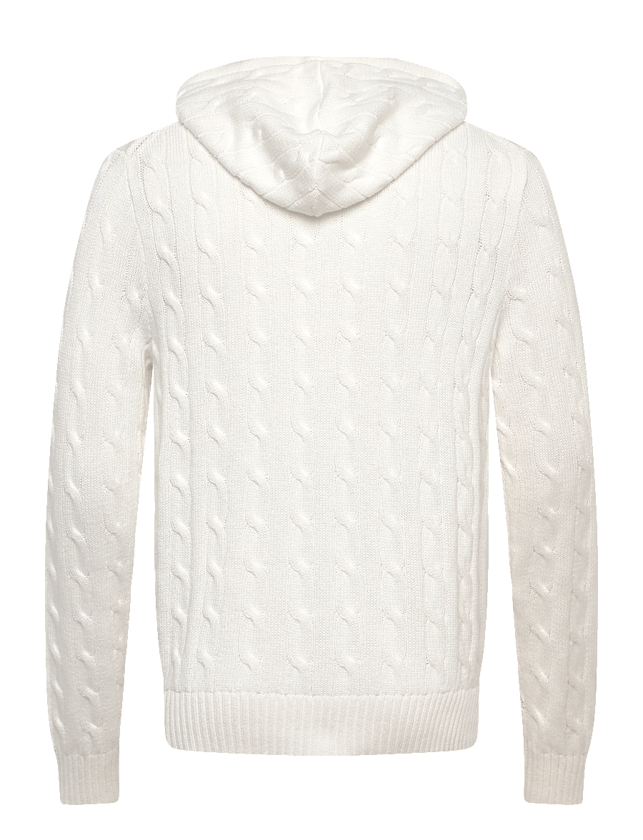 Polo Ralph Lauren - Cable-Knit Cotton Hooded Sweater - full zip jumpers - white - 1