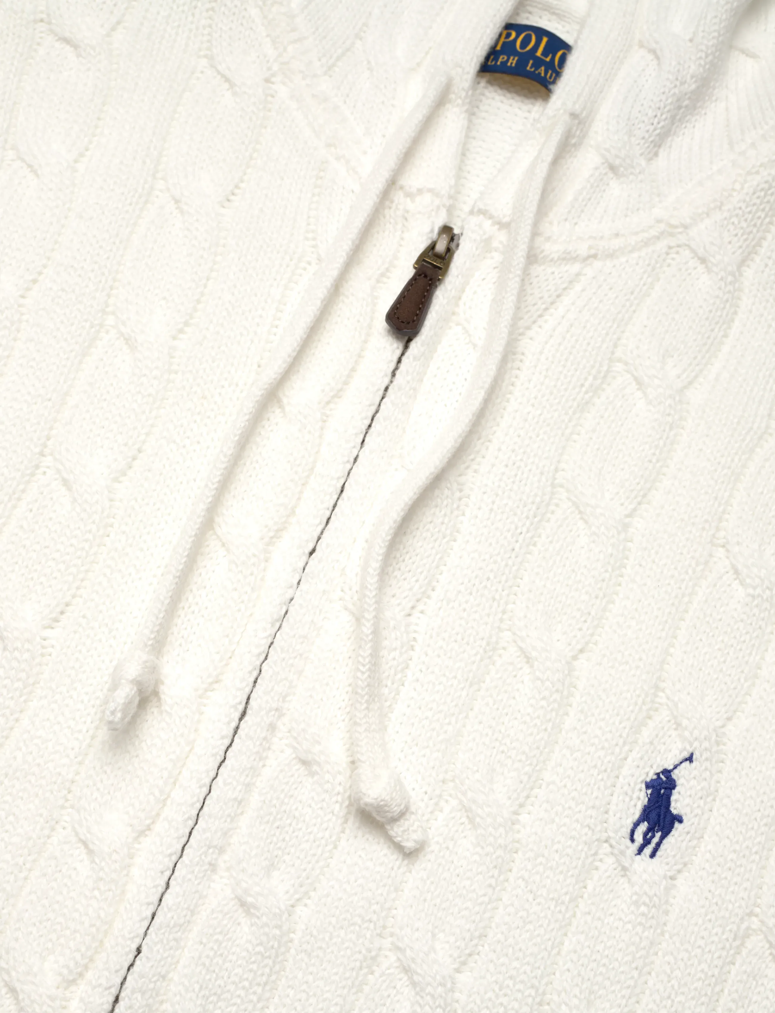 Polo Ralph Lauren - Cable-Knit Cotton Hooded Sweater - swetry rozpinane na zamek - white - 2