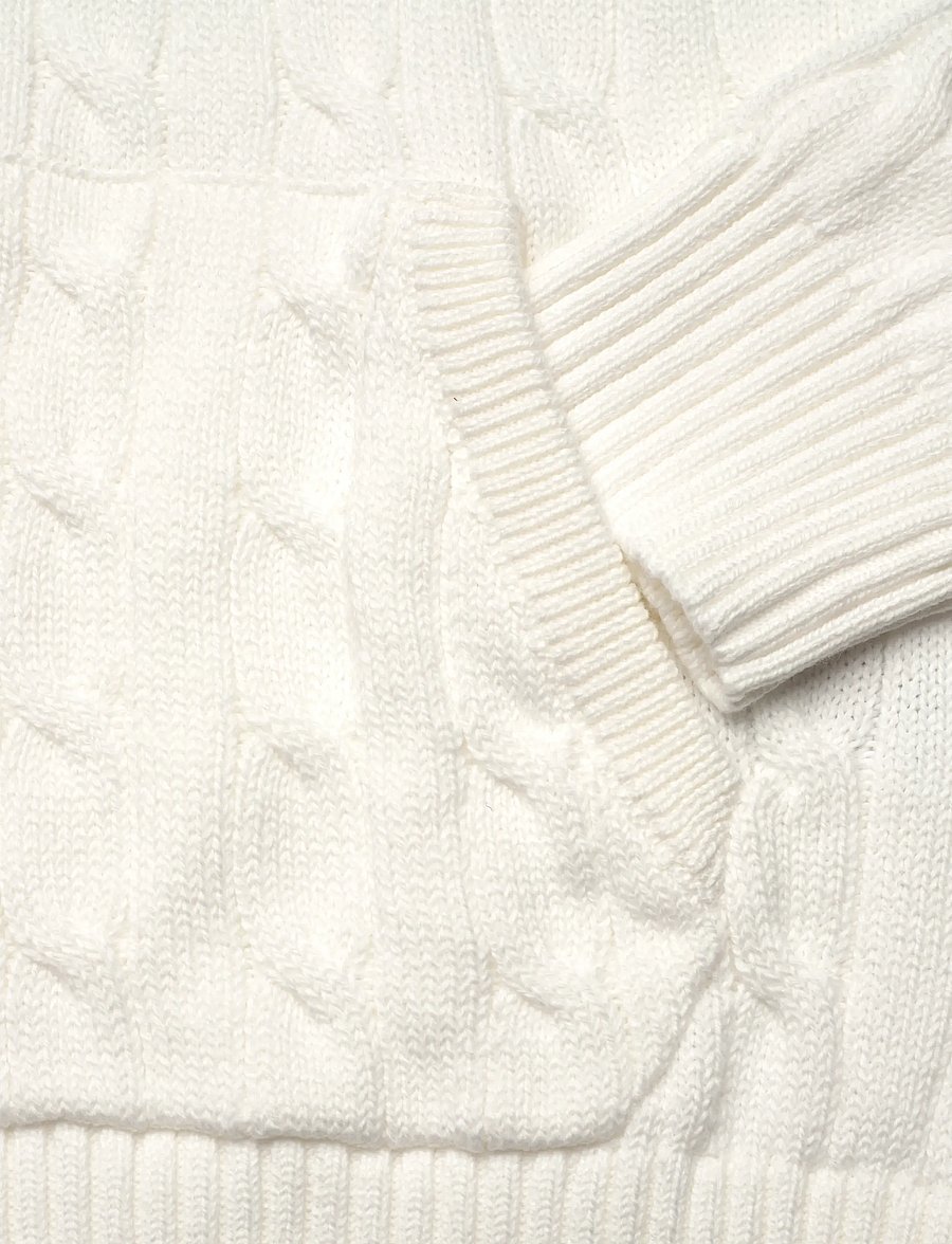Polo Ralph Lauren - Cable-Knit Cotton Hooded Sweater - full zip jumpers - white - 3