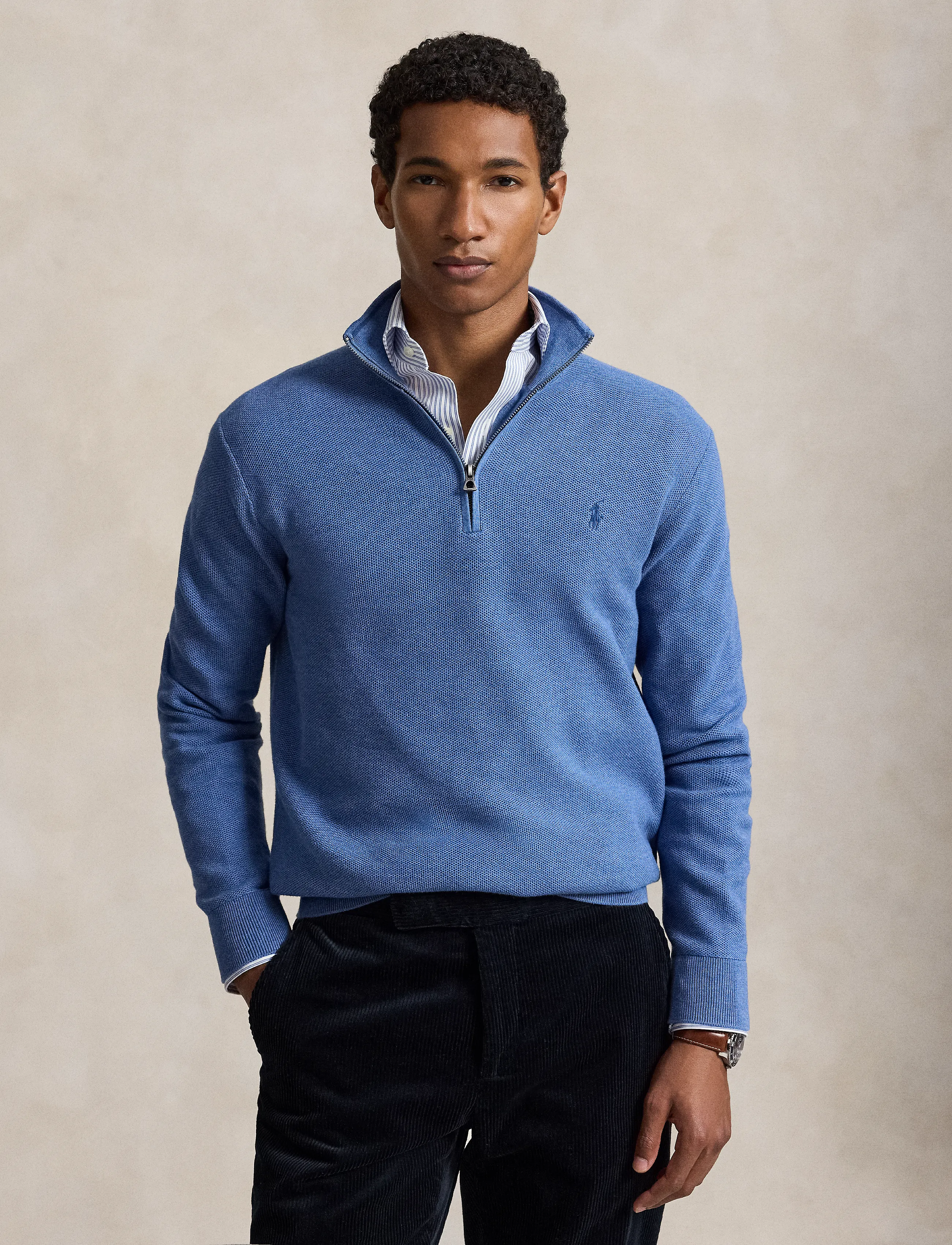 Polo Ralph Lauren 32/2 Cotton-Sweater-Half Zip stickade tröjor herr – bild 2