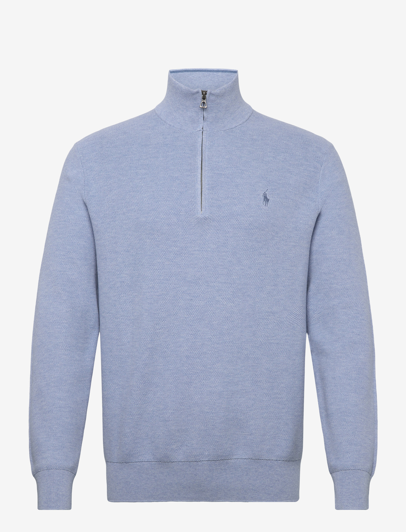 Polo Ralph Lauren - Mesh-Knit Cotton Quarter-Zip Sweater - halfzip strik - blue hyacinth hth - 0