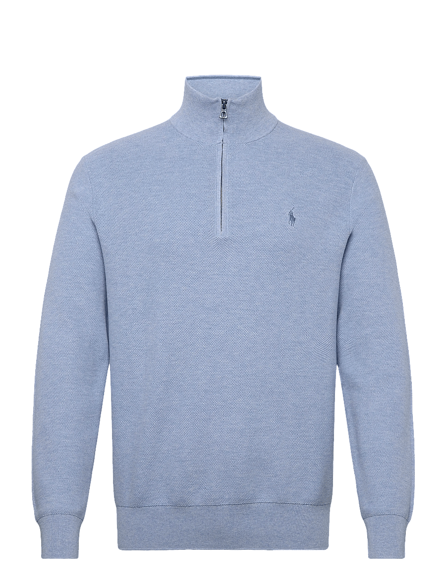 Polo Ralph Lauren - Mesh-Knit Cotton Quarter-Zip Sweater - pullover mit halbem reißverschluss - blue hyacinth hth - 0