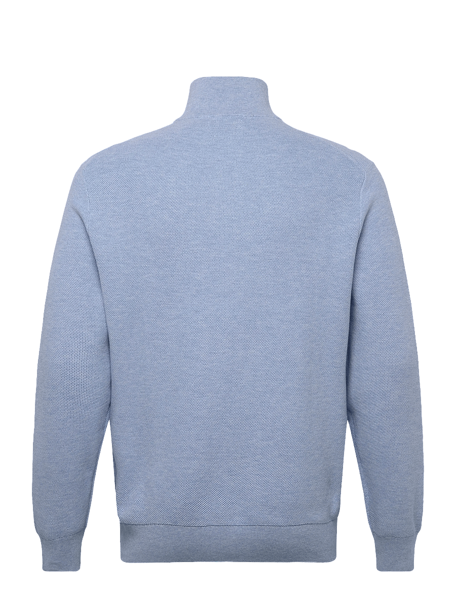 Polo Ralph Lauren - Mesh-Knit Cotton Quarter-Zip Sweater - pullover mit halbem reißverschluss - blue hyacinth hth - 1