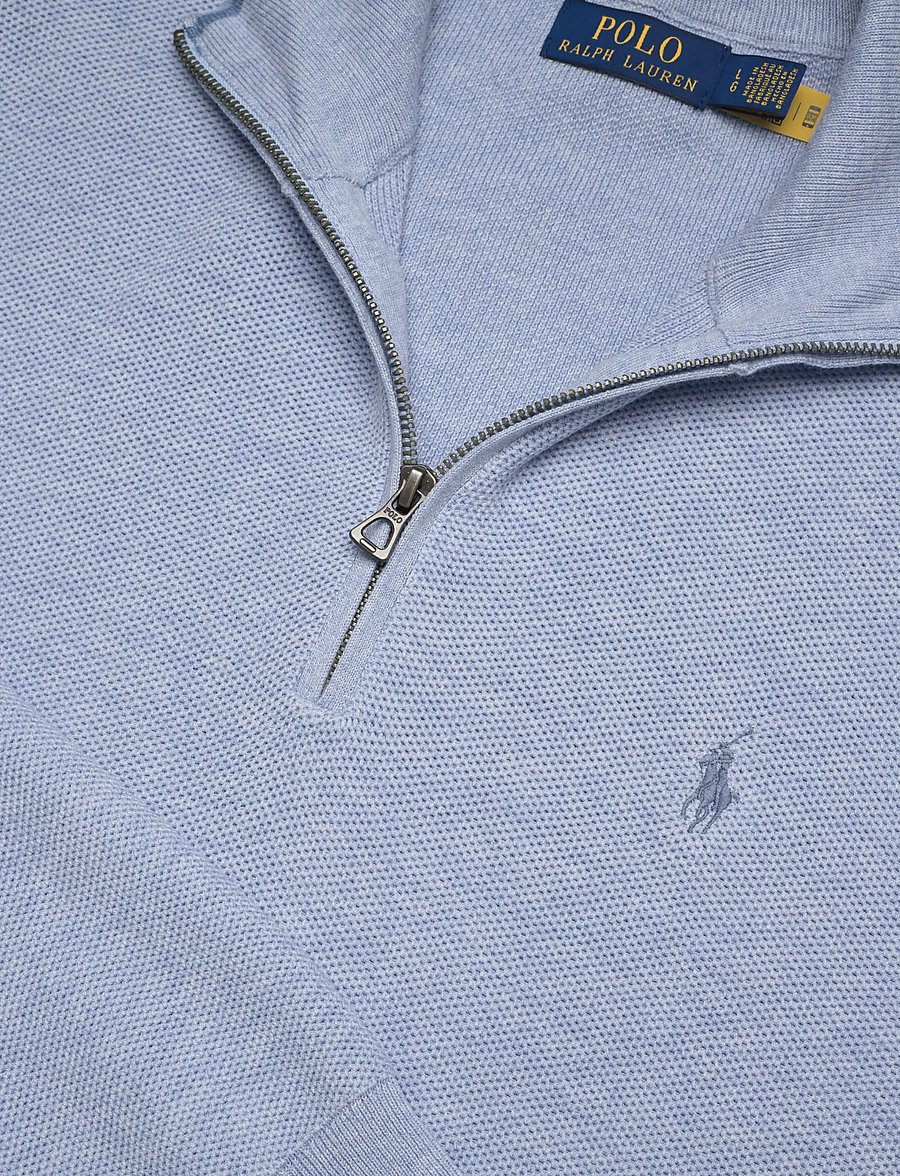 Polo Ralph Lauren - Mesh-Knit Cotton Quarter-Zip Sweater - pullover mit halbem reißverschluss - blue hyacinth hth - 2