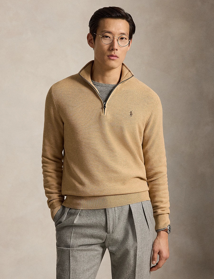 Polo Ralph Lauren - 32/2 COTTON-SWEATER-HALF ZIP - pullover mit halbem reißverschluss - camel melange - 0
