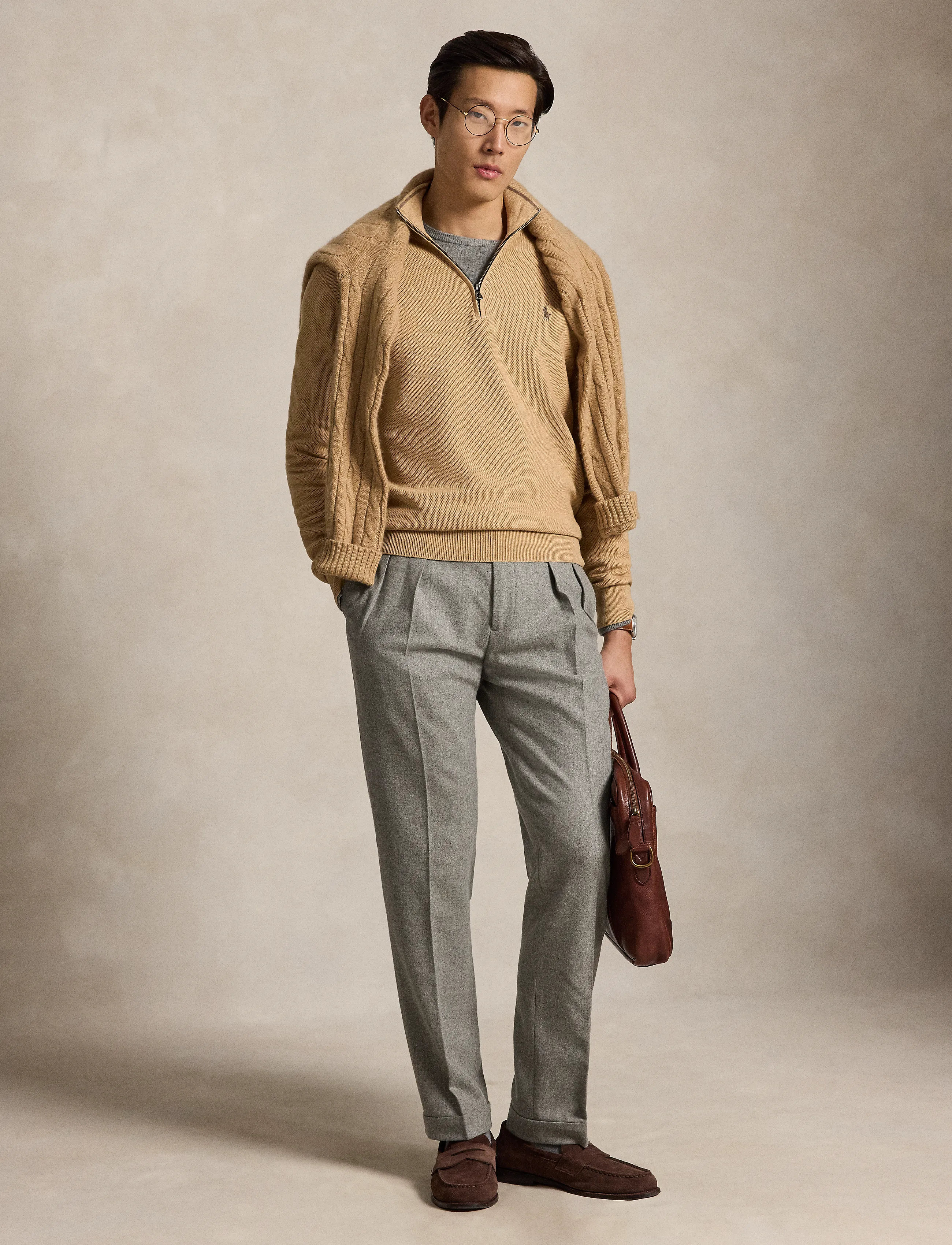 Polo Ralph Lauren - 32/2 COTTON-SWEATER-HALF ZIP - pullover mit halbem reißverschluss - camel melange - 3