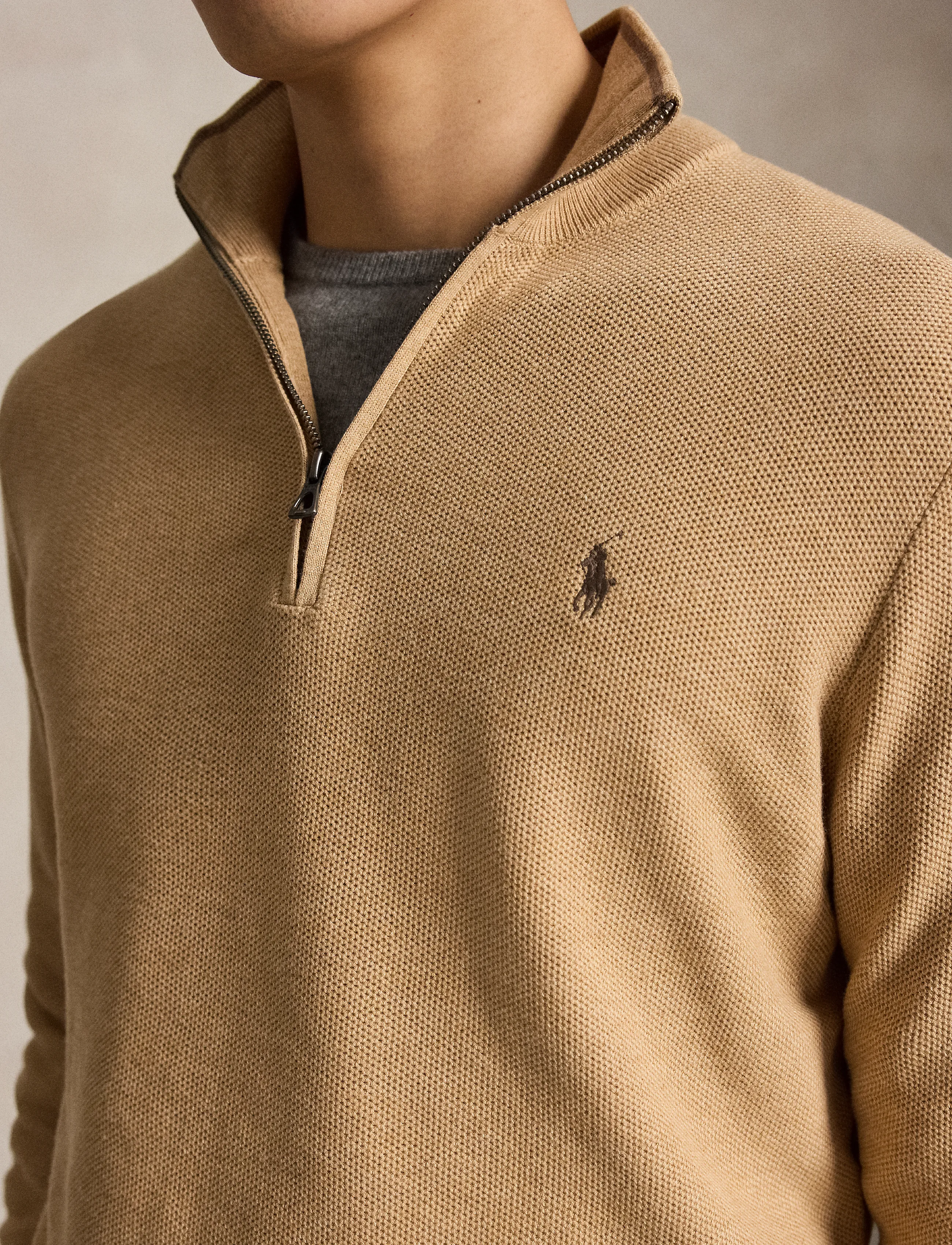 Polo Ralph Lauren - 32/2 COTTON-SWEATER-HALF ZIP - pullover mit halbem reißverschluss - camel melange - 4