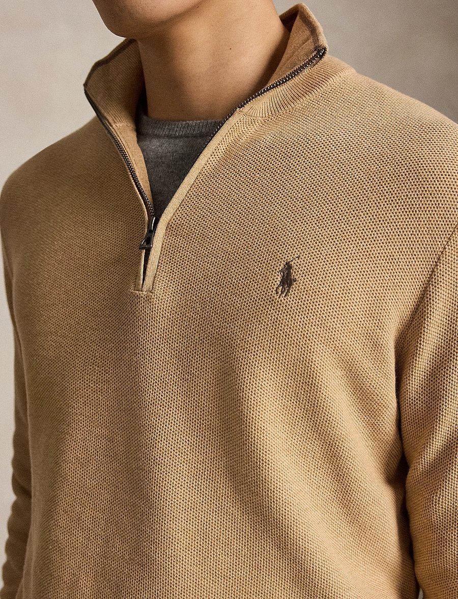 Polo Ralph Lauren - 32/2 COTTON-SWEATER-HALF ZIP - pullover mit halbem reißverschluss - camel melange - 4