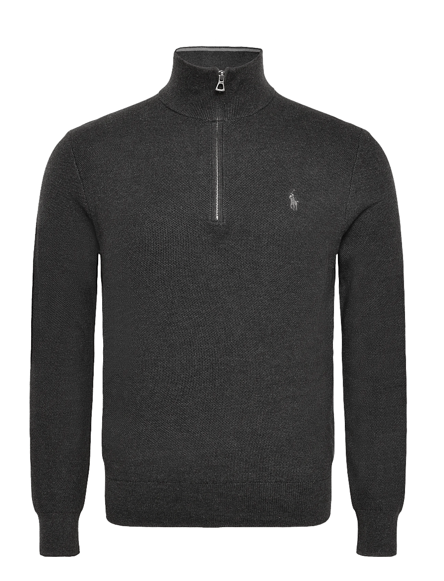 Polo Ralph Lauren - Mesh-Knit Cotton Quarter-Zip Sweater - pullover mit halbem reißverschluss - dark granite heat - 2