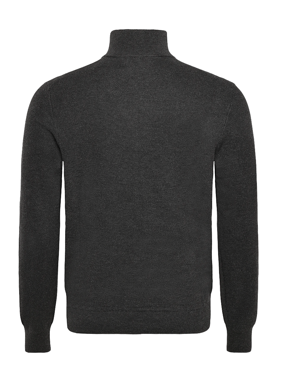 Polo Ralph Lauren - Mesh-Knit Cotton Quarter-Zip Sweater - pullover mit halbem reißverschluss - dark granite heat - 3