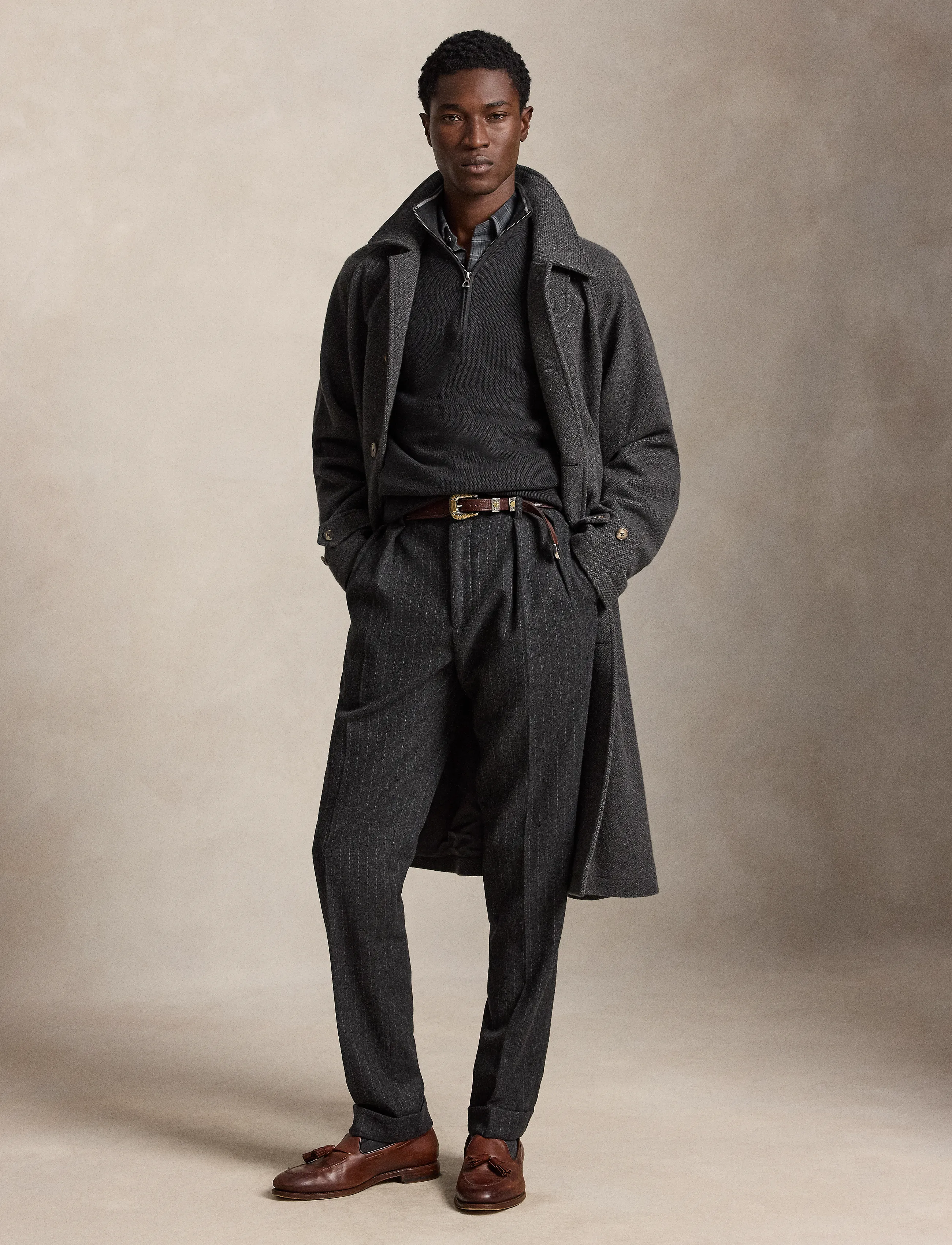 Polo Ralph Lauren - Mesh-Knit Cotton Quarter-Zip Sweater - pullover mit halbem reißverschluss - dark granite heat - 5