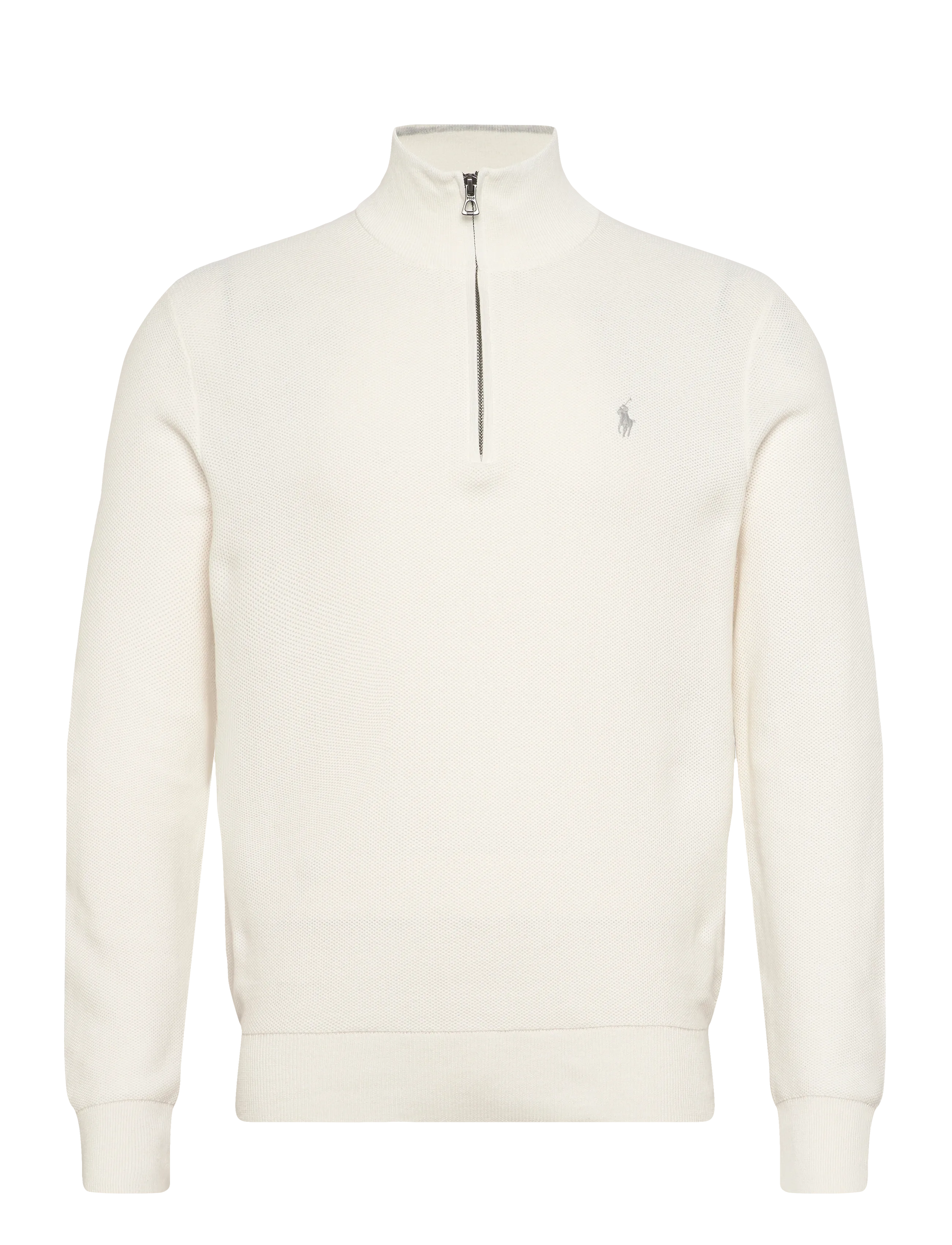 Polo Ralph Lauren Mesh-Knit Cotton Quarter-Zip Sweater, Mænd, Halv Lynlås Sweater, Cream, Str: S