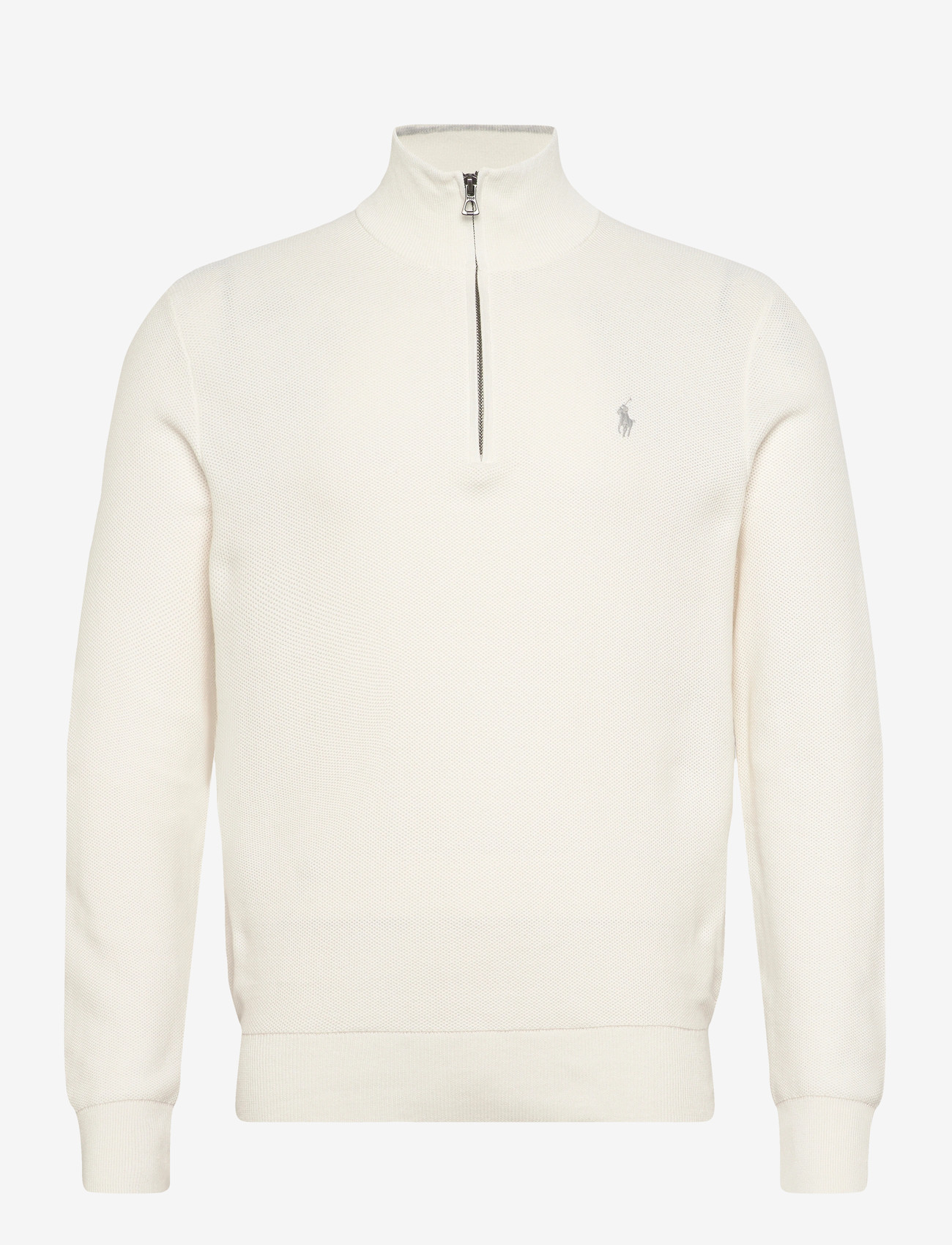 Polo Ralph Lauren - Mesh-Knit Cotton Quarter-Zip Sweater - halfzip strik - deckwash white - 0
