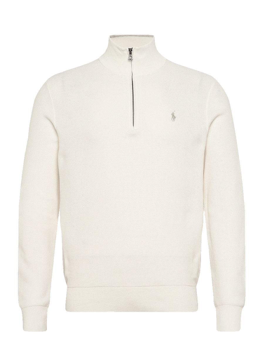 Polo Ralph Lauren - Mesh-Knit Cotton Quarter-Zip Sweater - pullover mit halbem reißverschluss - deckwash white - 0