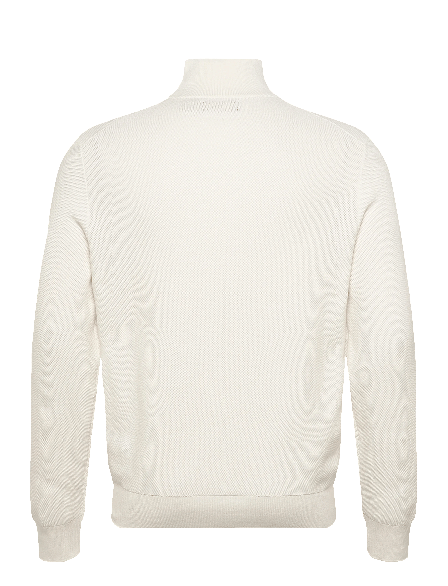 Polo Ralph Lauren - Mesh-Knit Cotton Quarter-Zip Sweater - pullover mit halbem reißverschluss - deckwash white - 1