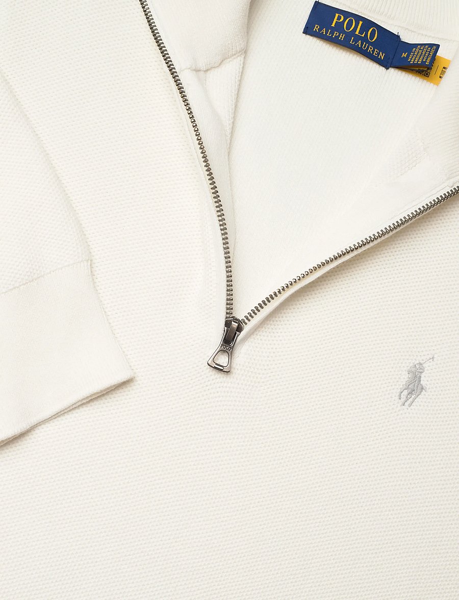 Polo Ralph Lauren - Mesh-Knit Cotton Quarter-Zip Sweater - pullover mit halbem reißverschluss - deckwash white - 2