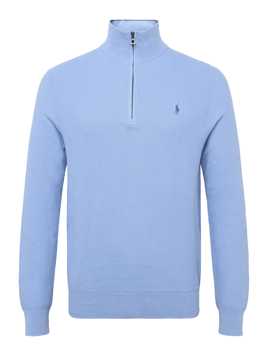 Polo Ralph Lauren - Mesh-Knit Cotton Quarter-Zip Sweater - pullover mit halbem reißverschluss - dress shirt blue - 0