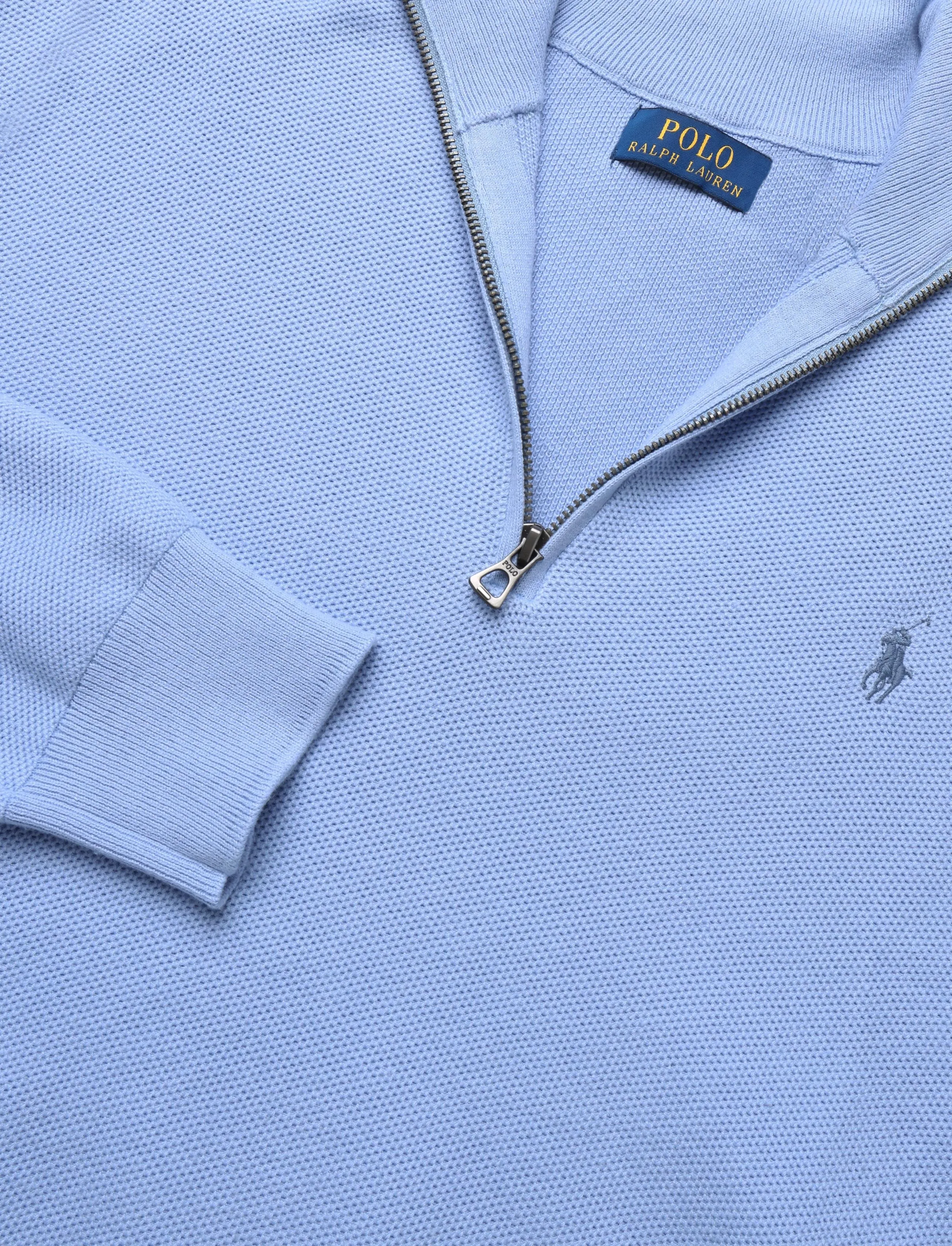 Polo Ralph Lauren - Mesh-Knit Cotton Quarter-Zip Sweater - pullover mit halbem reißverschluss - dress shirt blue - 2
