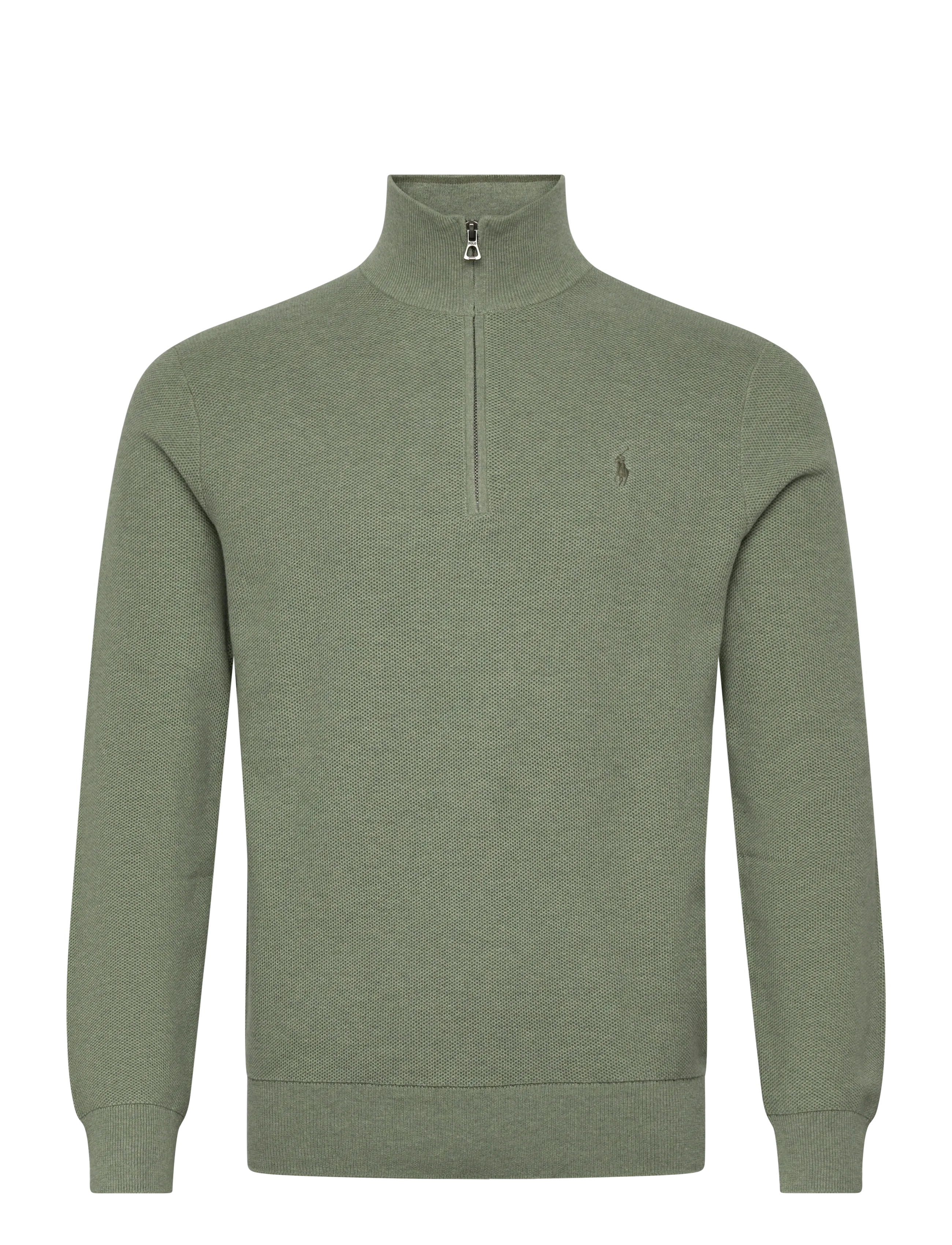 Polo Ralph Lauren Mesh-Knit Cotton Quarter-Zip Sweater, XXL, Knitwear, Khakigrün - Half Zip Jumpers, Männerswear