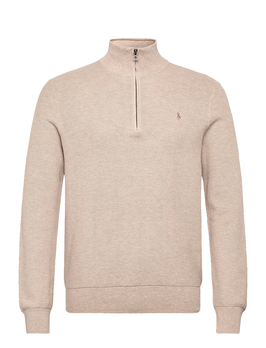 Polo Ralph Lauren - Mesh-Knit Cotton Quarter-Zip Sweater - pullover mit halbem reißverschluss - light walnut brow - 0