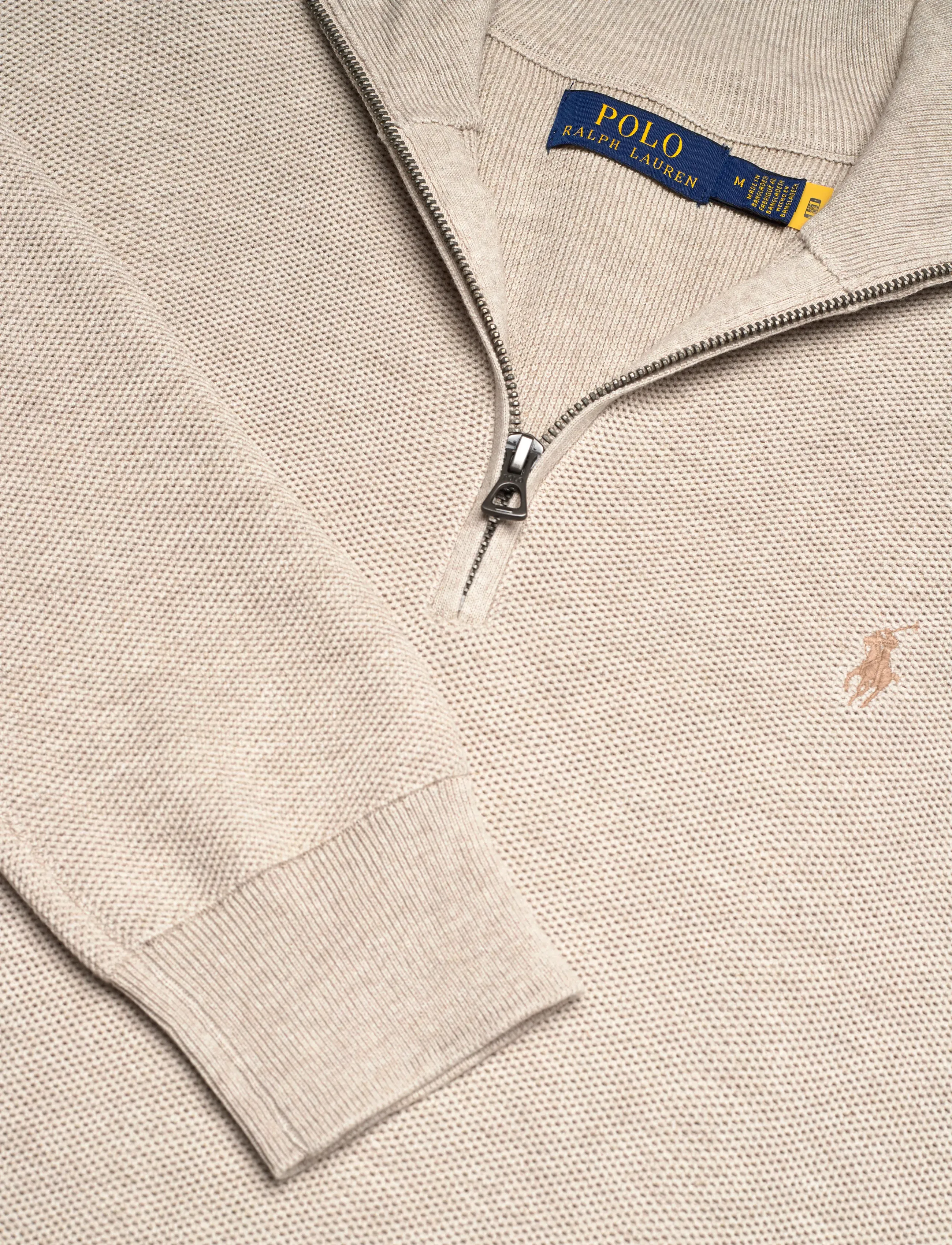 Polo Ralph Lauren - Mesh-Knit Cotton Quarter-Zip Sweater - tõmblukk-kaelusega džemprid - light walnut brow - 2