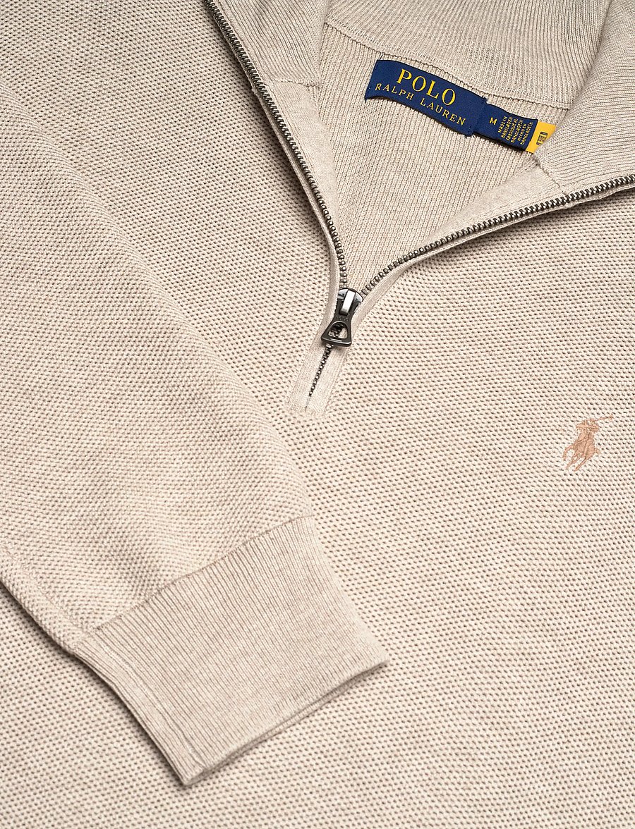 Polo Ralph Lauren - Mesh-Knit Cotton Quarter-Zip Sweater - pullover mit halbem reißverschluss - light walnut brow - 2