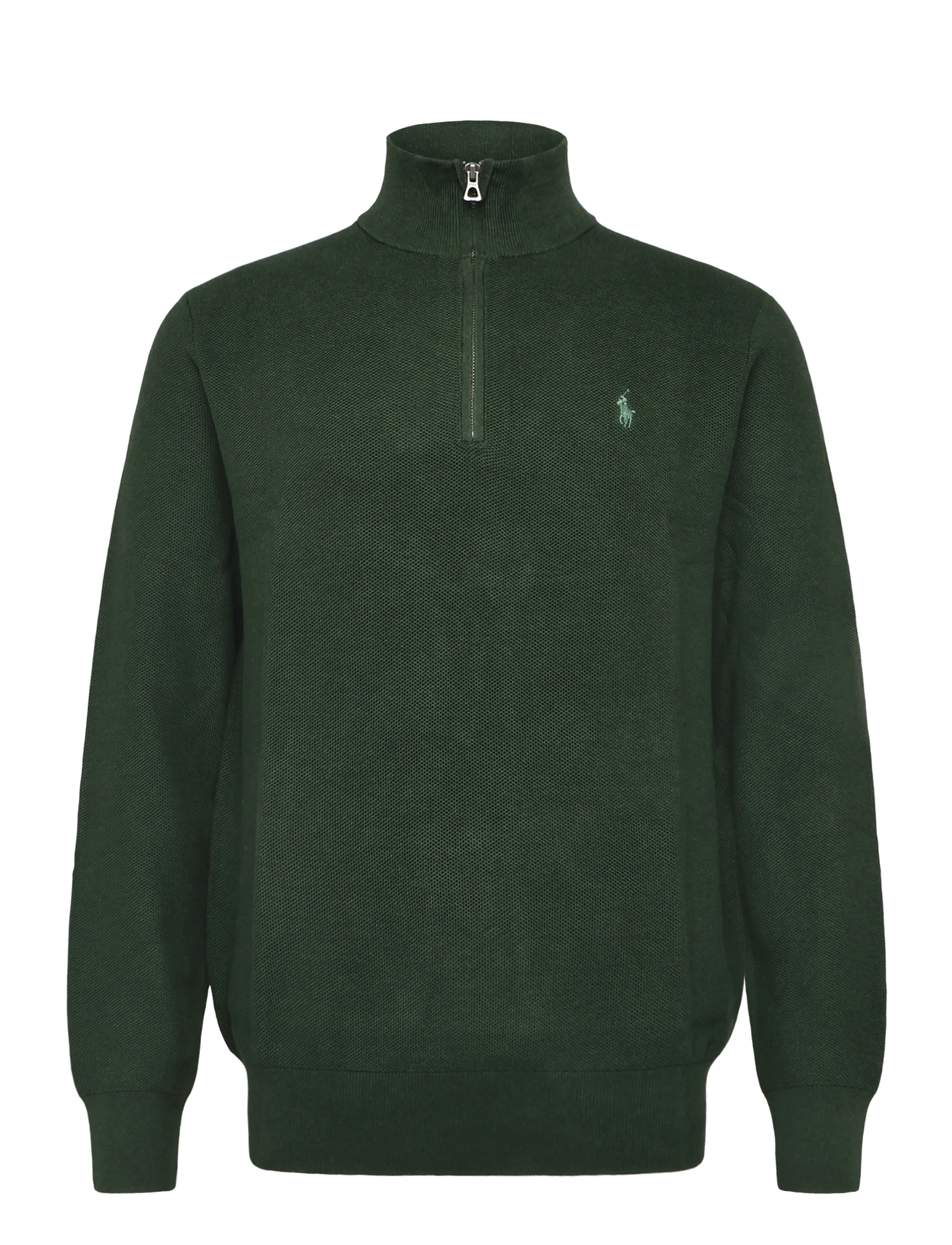 Polo Ralph Lauren Mesh-Knit Cotton Quarter-Zip Sweater - Riided - LODGEPOLE PINE HE / green