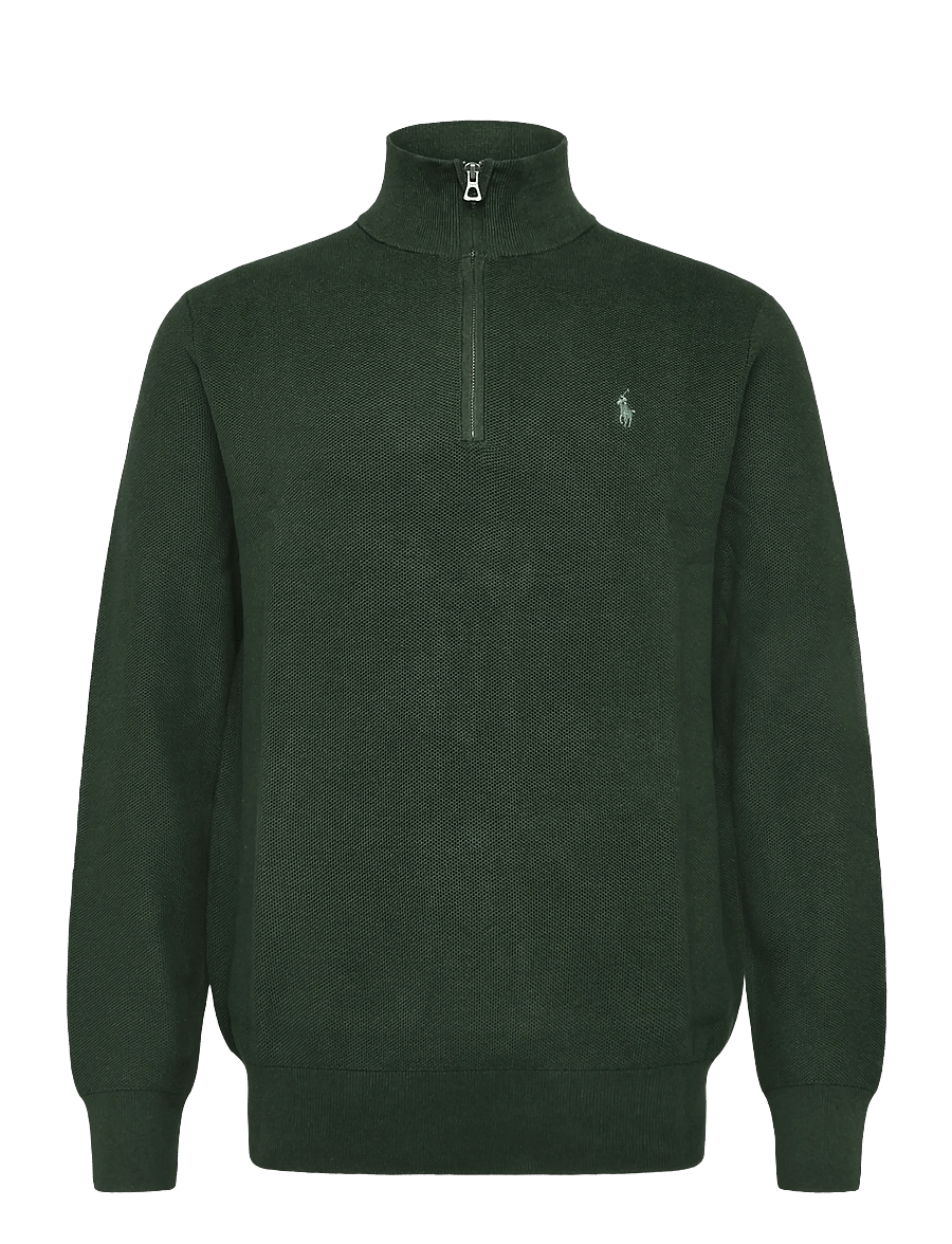 Polo Ralph Lauren - Mesh-Knit Cotton Quarter-Zip Sweater - poolpika lukuga džemprid - lodgepole pine he - 1