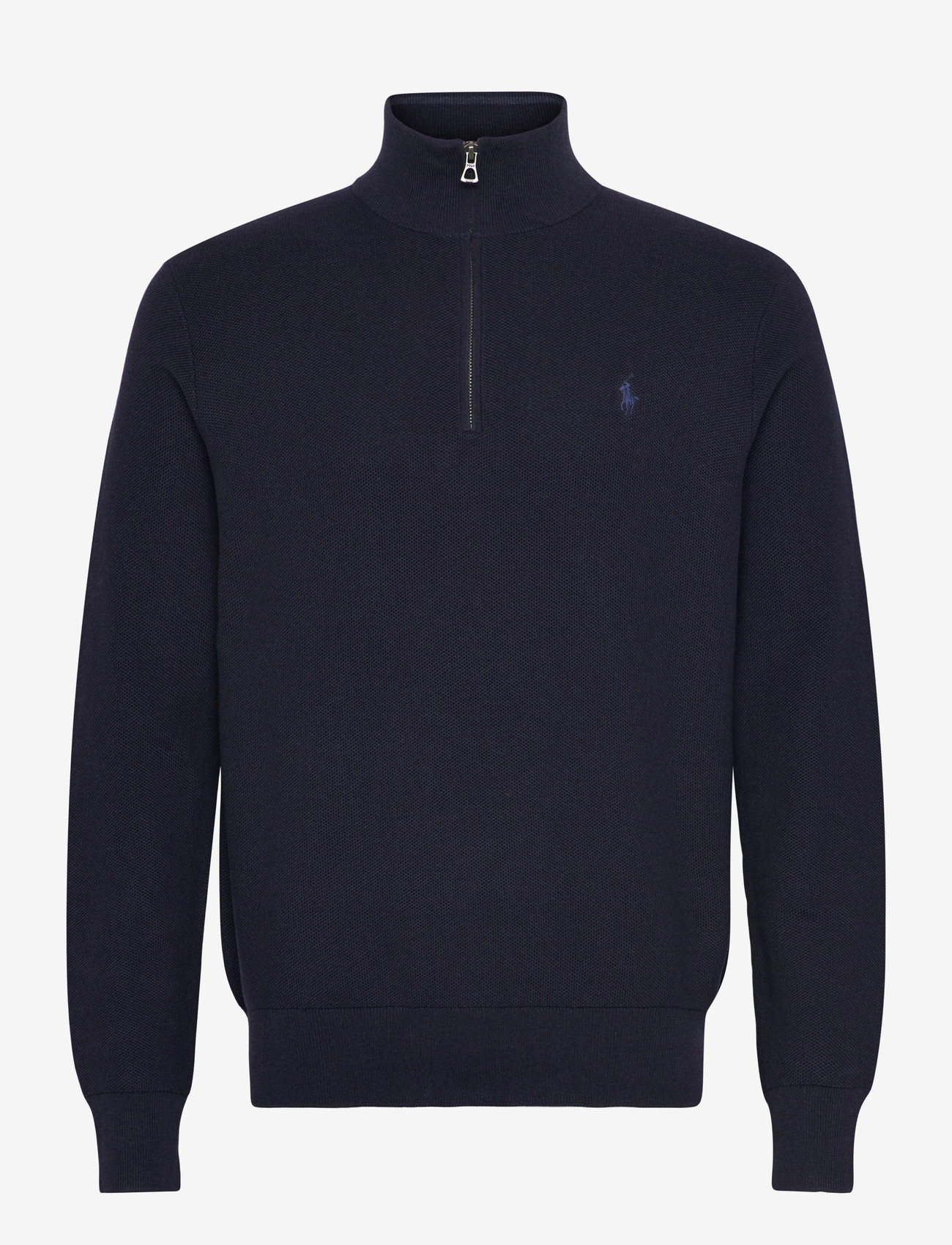 Polo Ralph Lauren - Mesh-Knit Cotton Quarter-Zip Sweater - halfzip strik - navy hthr - 0
