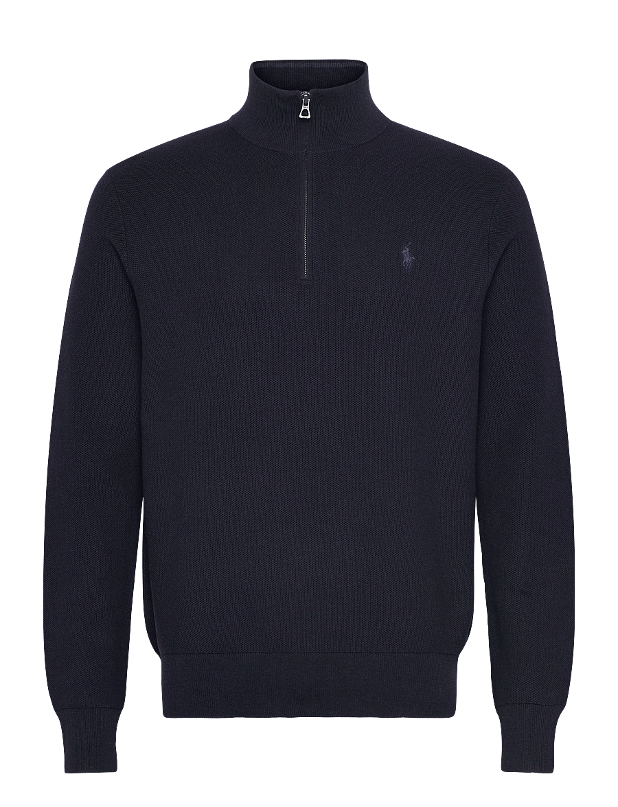 Polo Ralph Lauren - Mesh-Knit Cotton Quarter-Zip Sweater - pullover mit halbem reißverschluss - navy hthr - 0
