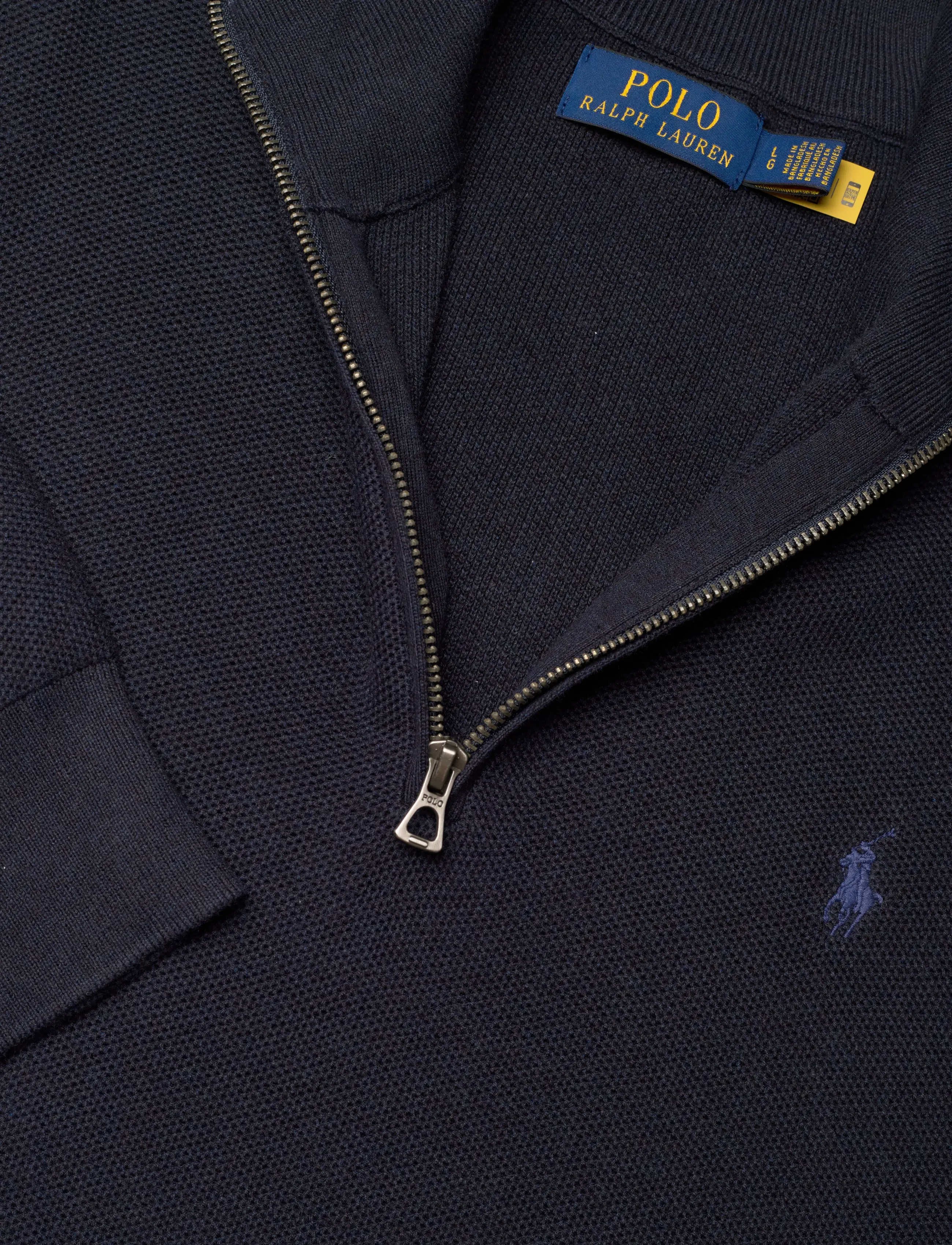 Polo Ralph Lauren - Mesh-Knit Cotton Quarter-Zip Sweater - tõmblukk-kaelusega džemprid - navy hthr - 2