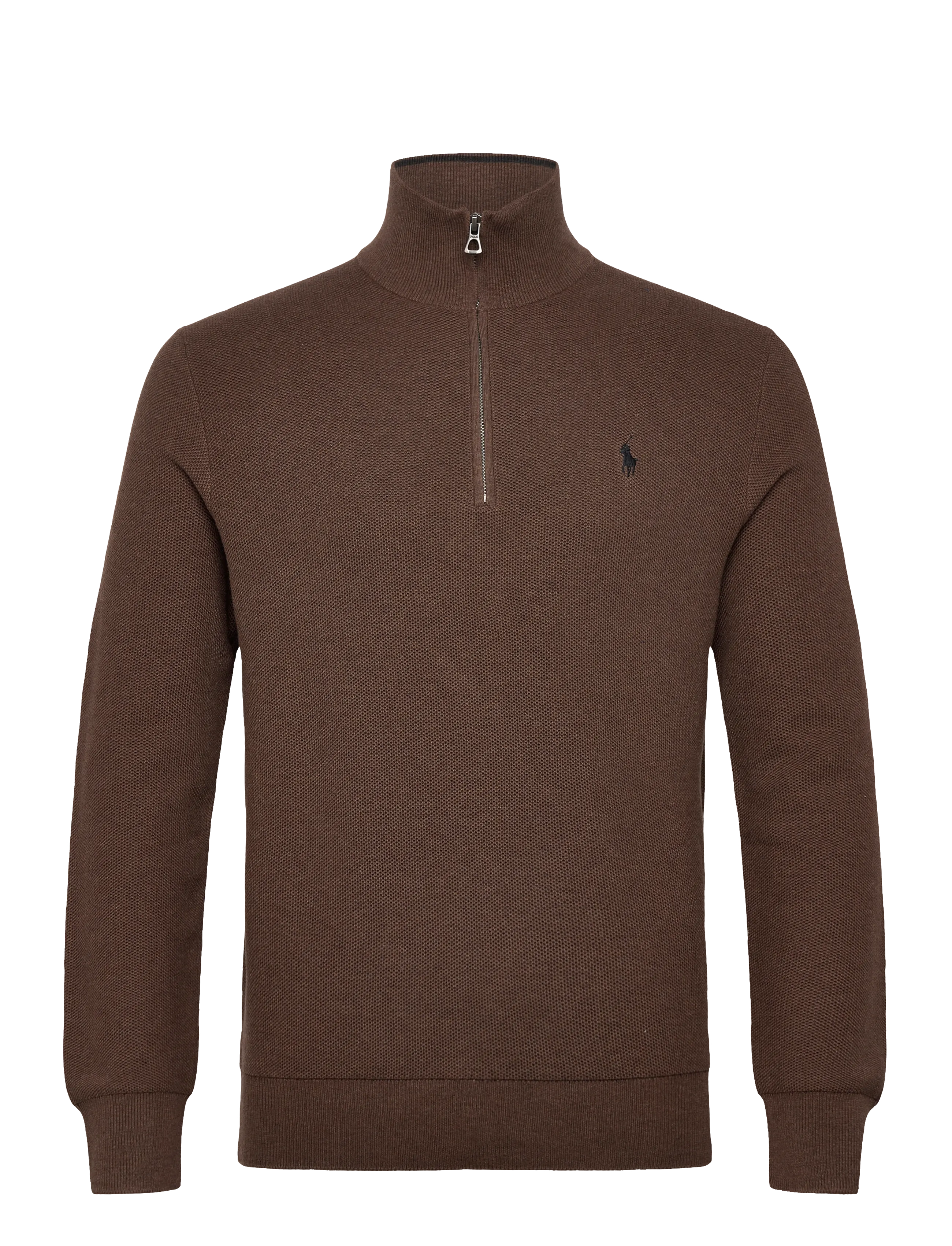 Polo Ralph Lauren Mesh-Knit Cotton Quarter-Zip Sweater, M, Knitwear, Braun - Half Zip Jumpers, Männerswear