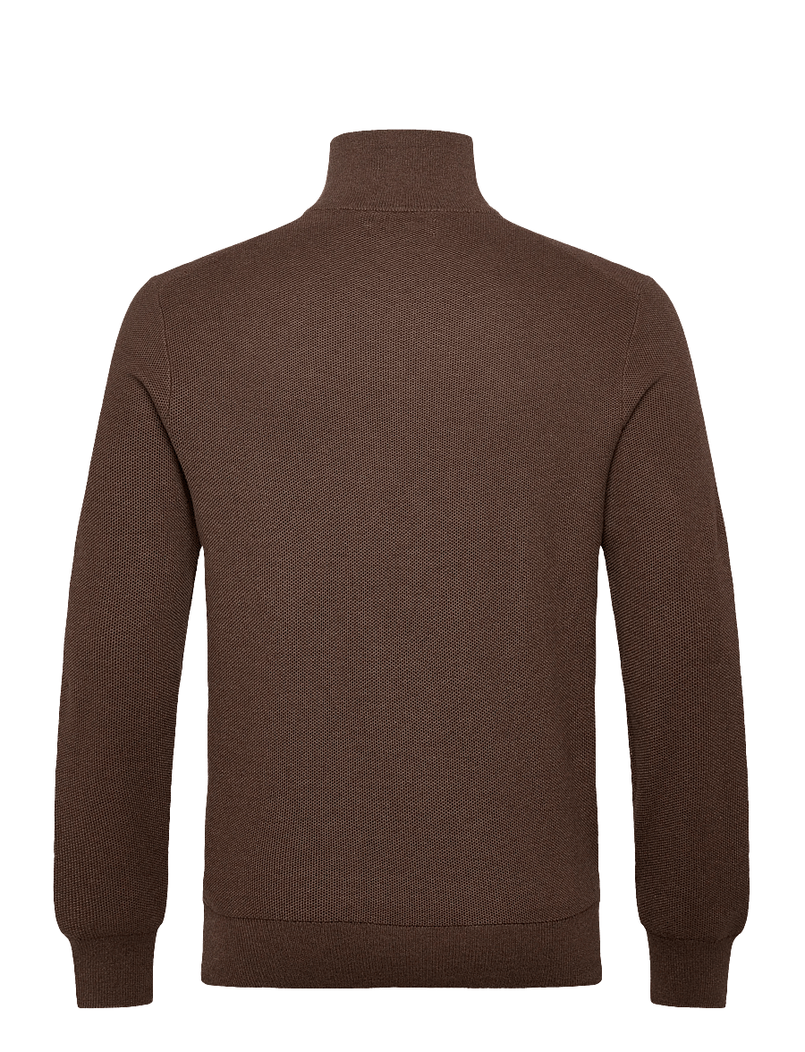 Polo Ralph Lauren - Mesh-Knit Cotton Quarter-Zip Sweater - pullover mit halbem reißverschluss - nutmeg brown hthr - 1