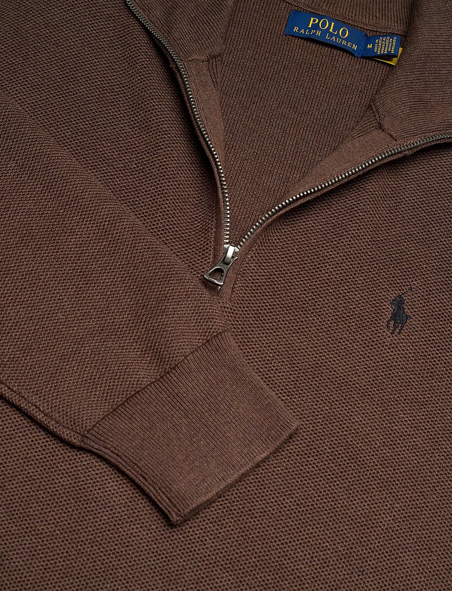 Polo Ralph Lauren - Mesh-Knit Cotton Quarter-Zip Sweater - pullover mit halbem reißverschluss - nutmeg brown hthr - 2