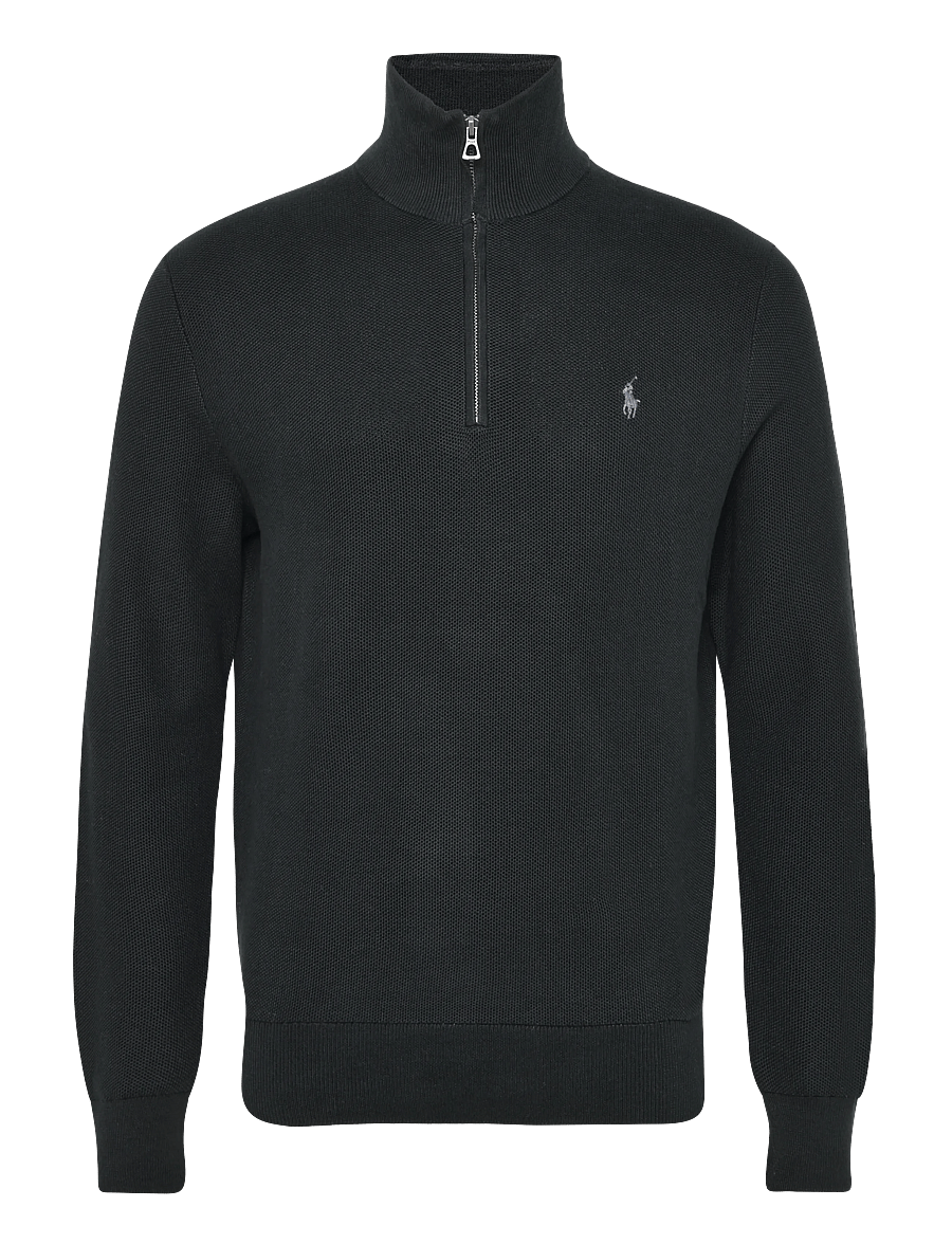 Polo Ralph Lauren - Mesh-Knit Cotton Quarter-Zip Sweater - hálfrenndar peysur - polo black w/ c99 - 1