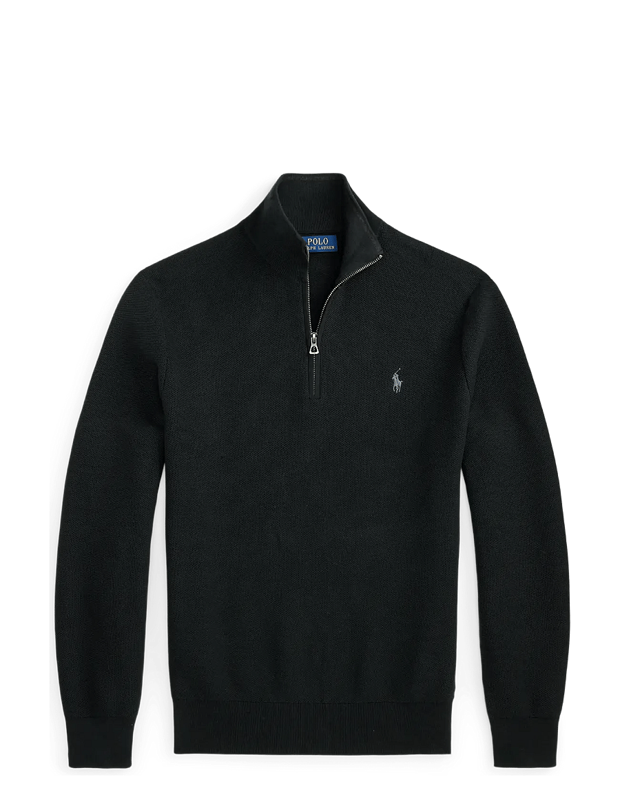 Polo Ralph Lauren - Mesh-Knit Cotton Quarter-Zip Sweater - pullover mit halbem reißverschluss - polo black w/ c99 - 1