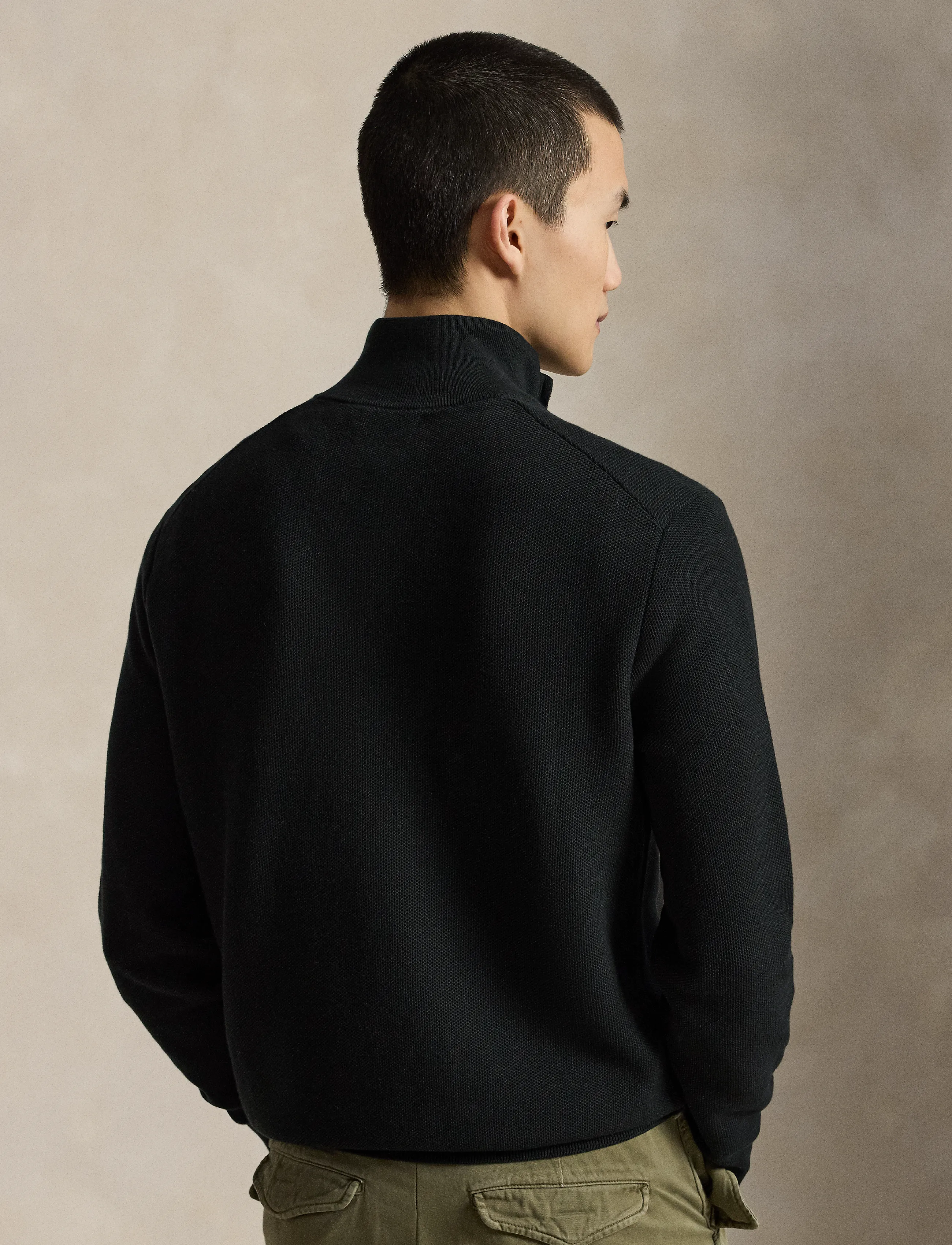 Polo Ralph Lauren - Mesh-Knit Cotton Quarter-Zip Sweater - pullover mit halbem reißverschluss - polo black w/ c99 - 2