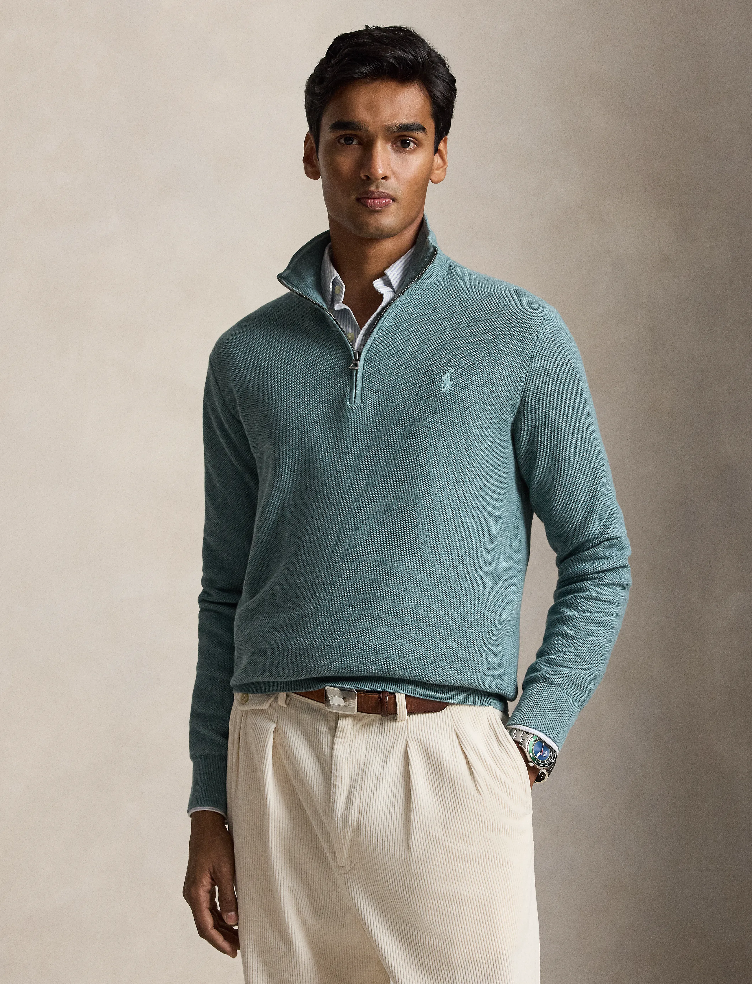 Polo Ralph Lauren 32/2 Cotton-Sweater-Half Zip stickade tröjor herr – bild 2