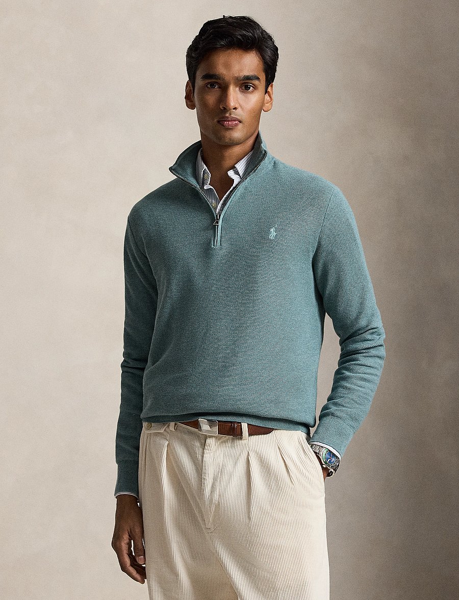 Polo Ralph Lauren - 32/2 COTTON-SWEATER-HALF ZIP - pullover mit halbem reißverschluss - turquoise jay hea - 0