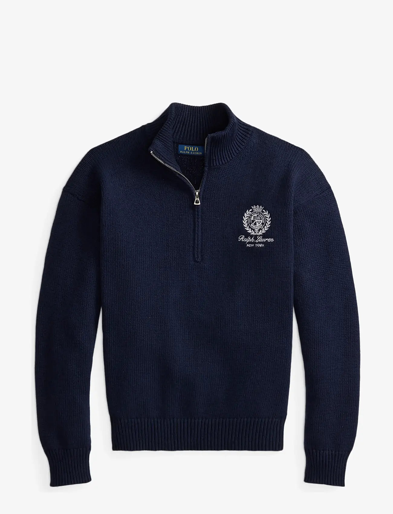 Polo Ralph Lauren - Relaxed Fit Cotton Quarter-Zip Sweater - halfzip strik - hunter navy - 1