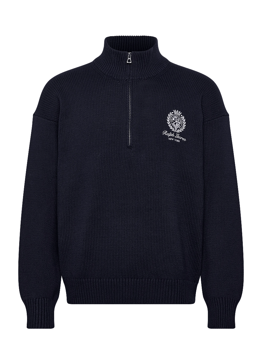 Polo Ralph Lauren - Relaxed Fit Cotton Quarter-Zip Sweater - pullover mit halbem reißverschluss - hunter navy - 1