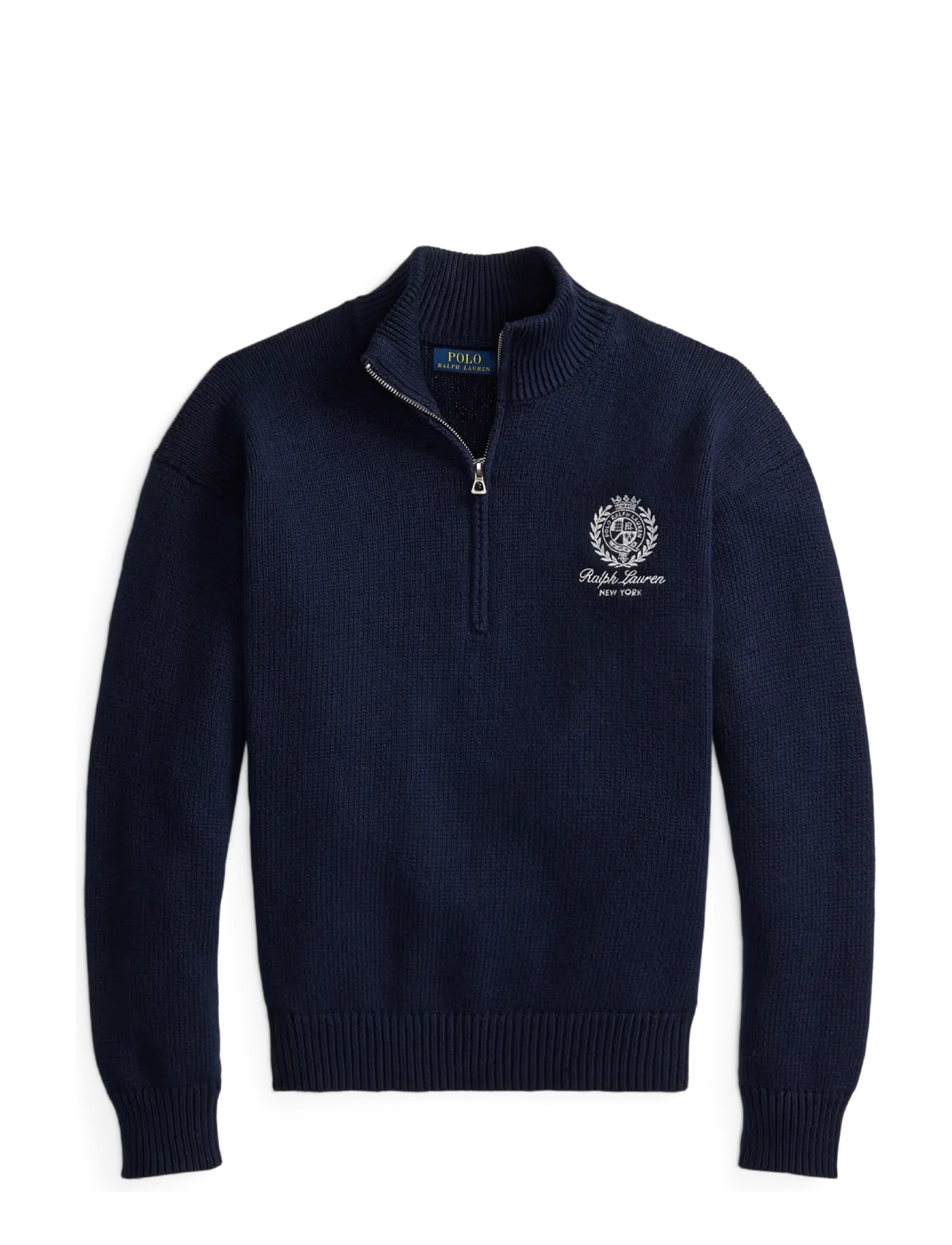 Polo Ralph Lauren Relaxed Fit Cotton Quarter-Zip Sweater - Kudumid - HUNTER NAVY / navy