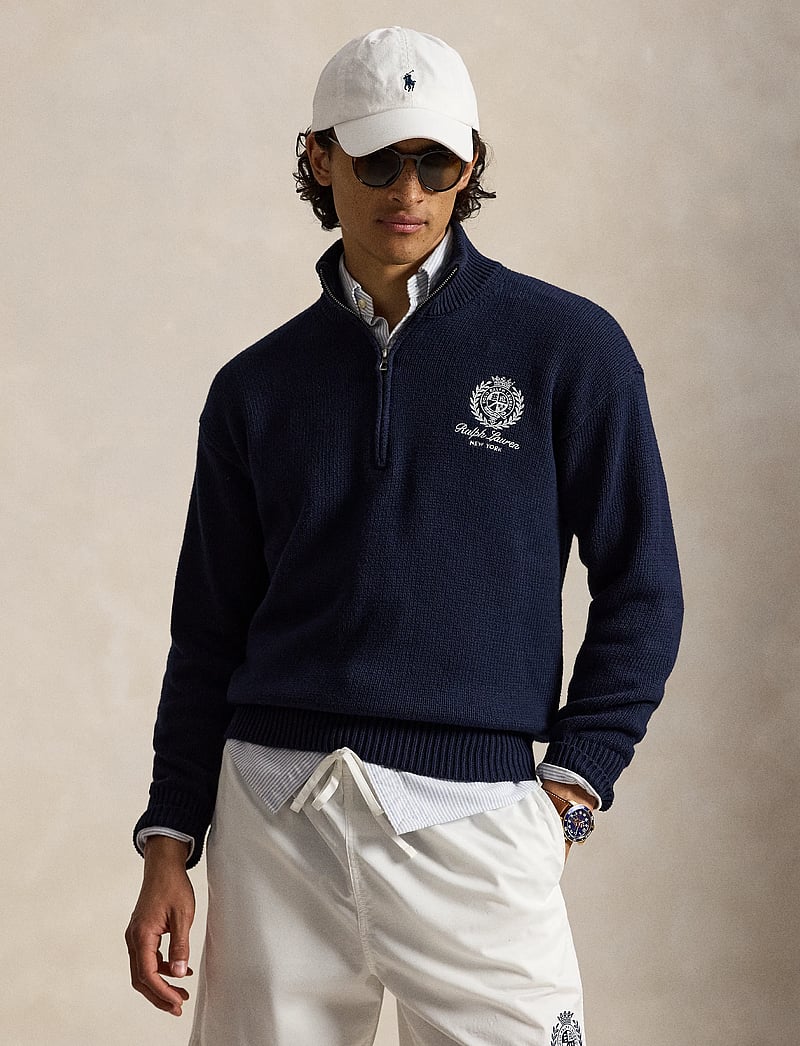Polo Ralph Lauren - Relaxed Fit Cotton Quarter-Zip Sweater - halfzip strik - hunter navy - 0