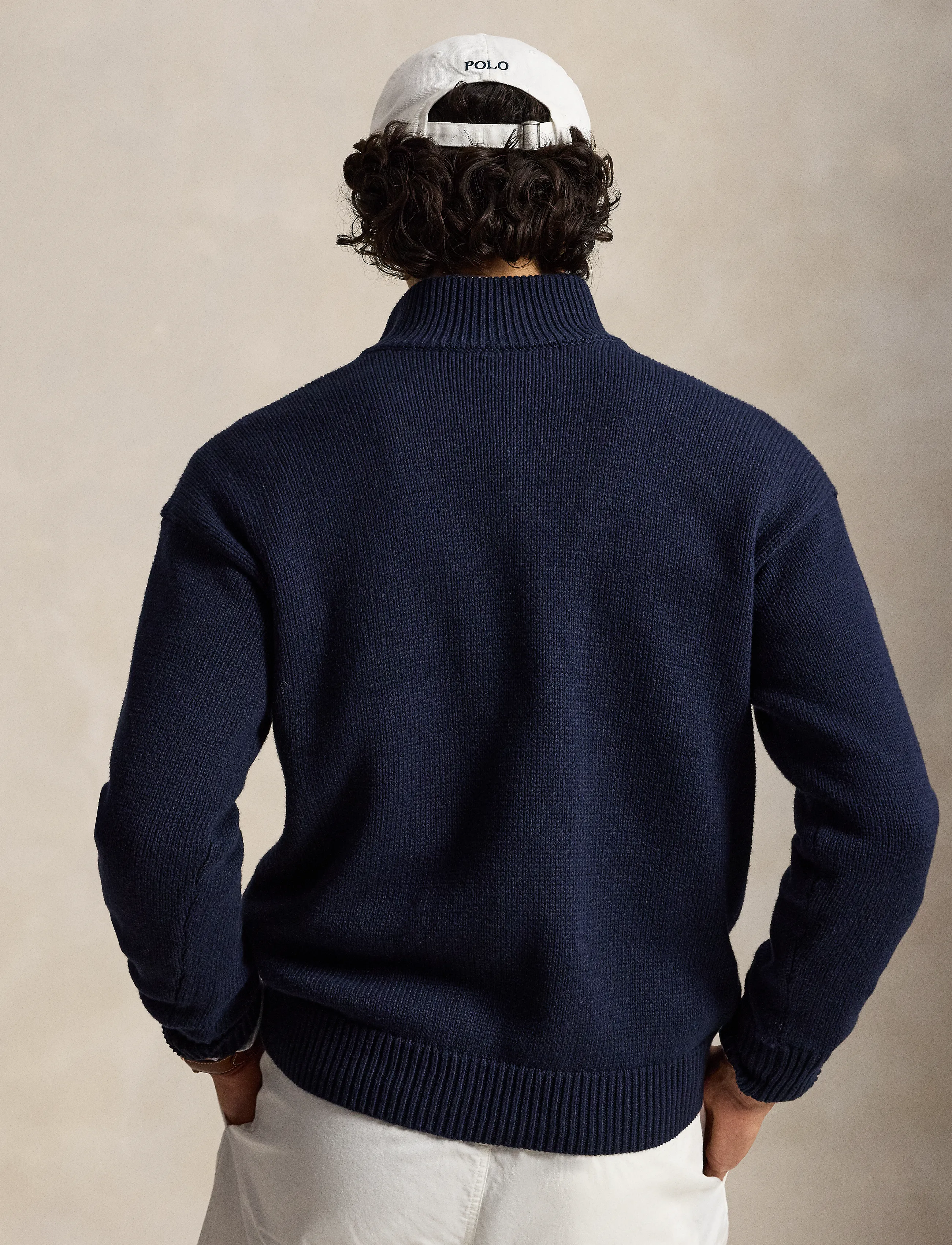 Polo Ralph Lauren - Relaxed Fit Cotton Quarter-Zip Sweater - half zip jumpers - hunter navy - 2