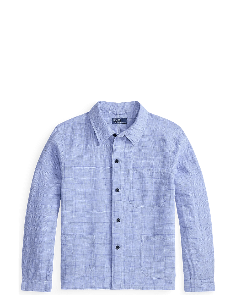 Polo Ralph Lauren - Plaid Linen Utility Overshirt - vindjakker - 7273 blue white - 1