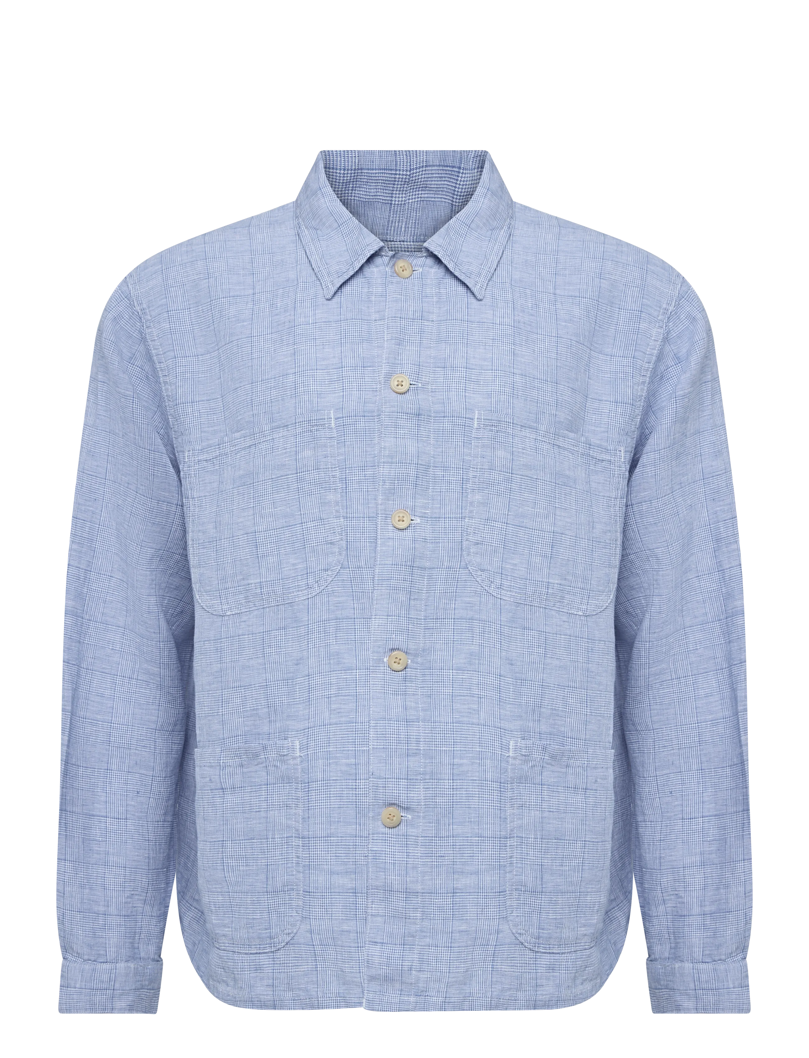 Polo Ralph Lauren - Plaid Linen Utility Overshirt - vindjakker - 7273 blue white - 1