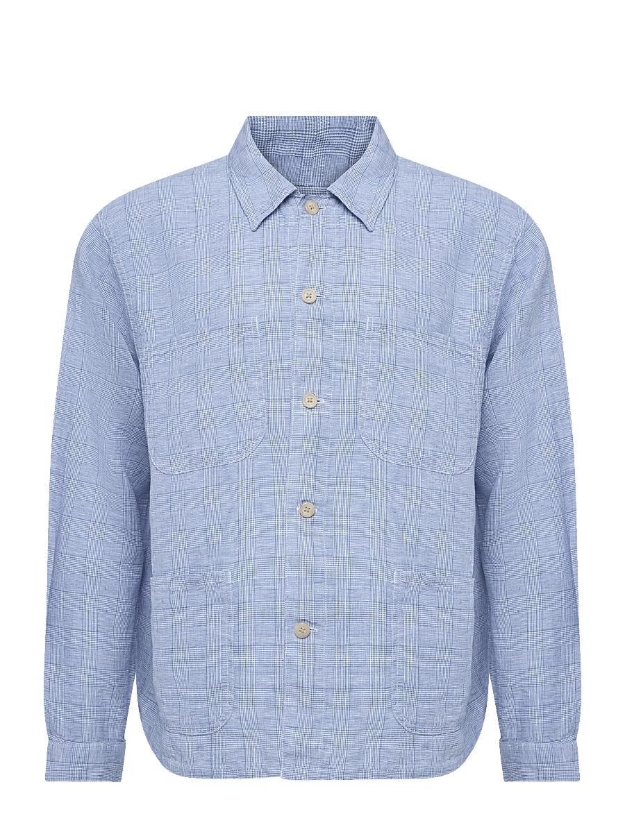 Polo Ralph Lauren - Plaid Linen Utility Overshirt - vindjakker - 7273 blue white - 1