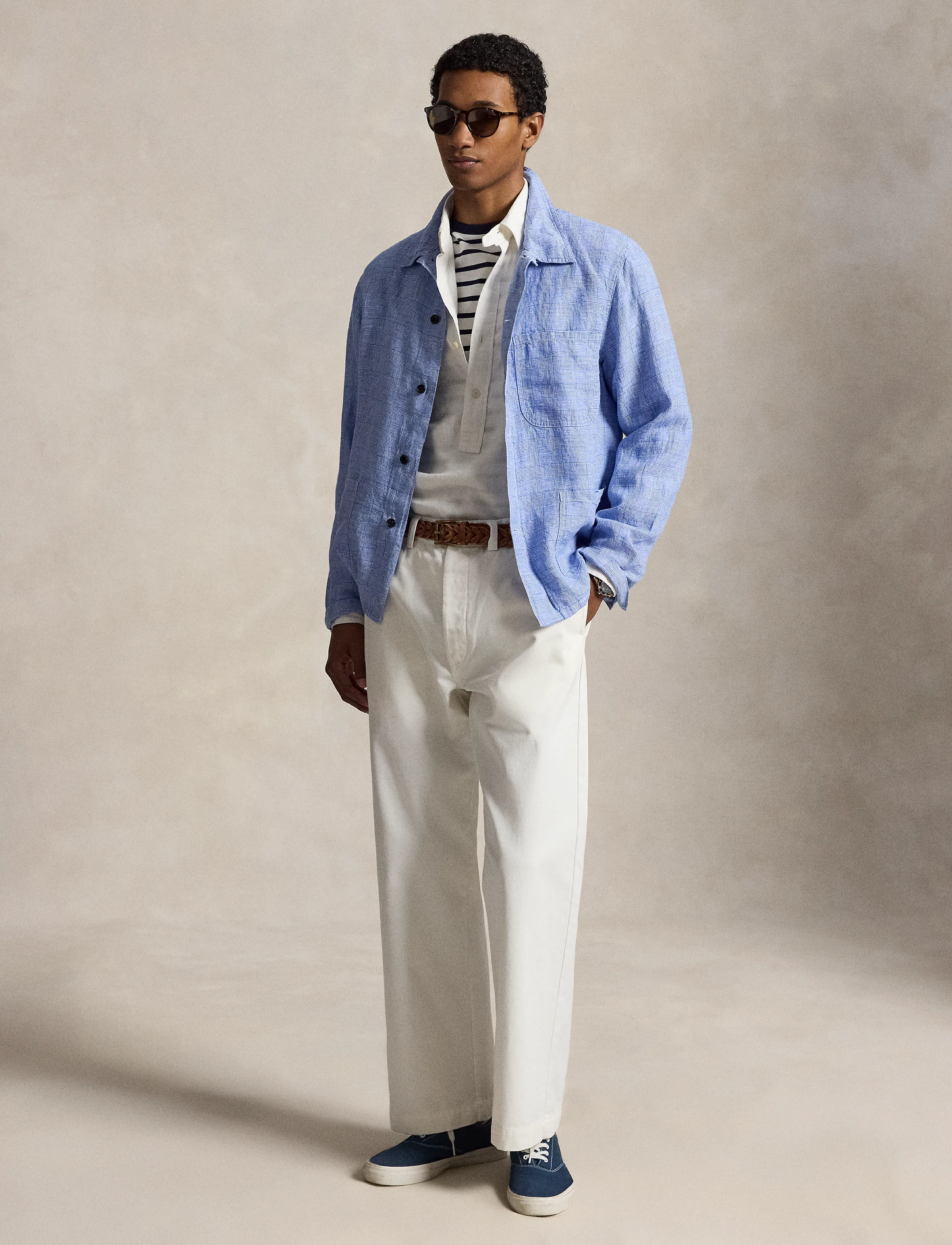 Polo Ralph Lauren Plaid Linen Utility Overshirt, Mænd, Ternede Utility Overshirt, Blå, Str: L
