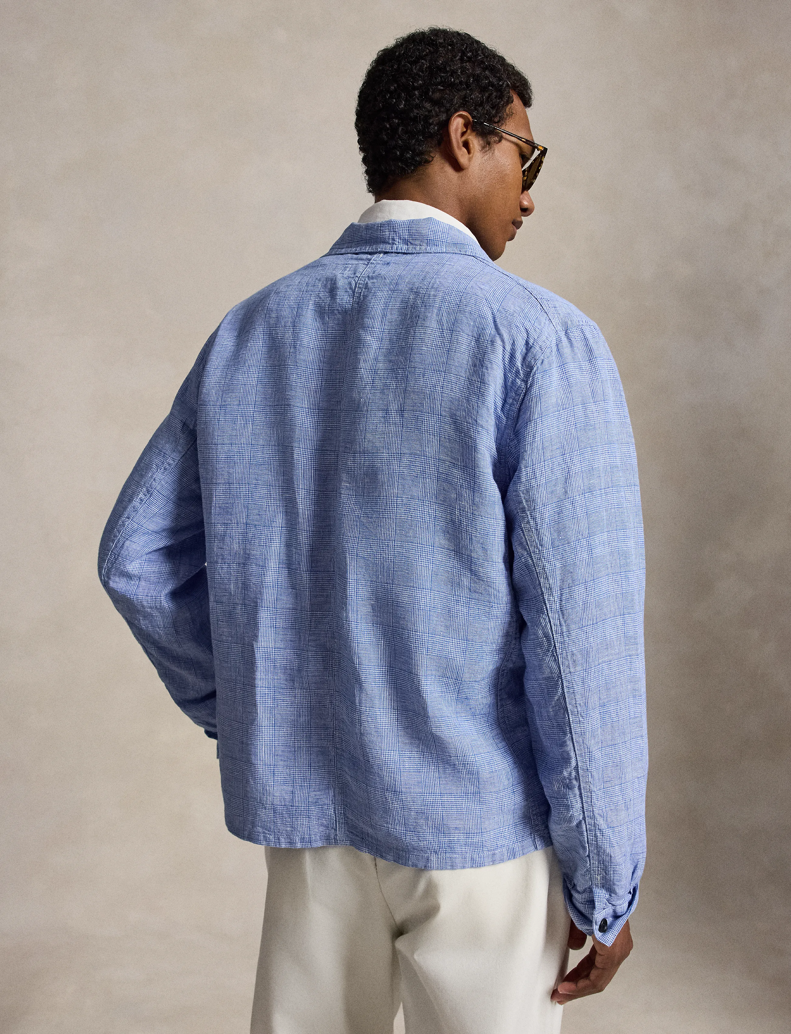 Polo Ralph Lauren - Plaid Linen Utility Overshirt - vindjakker - 7273 blue white - 2