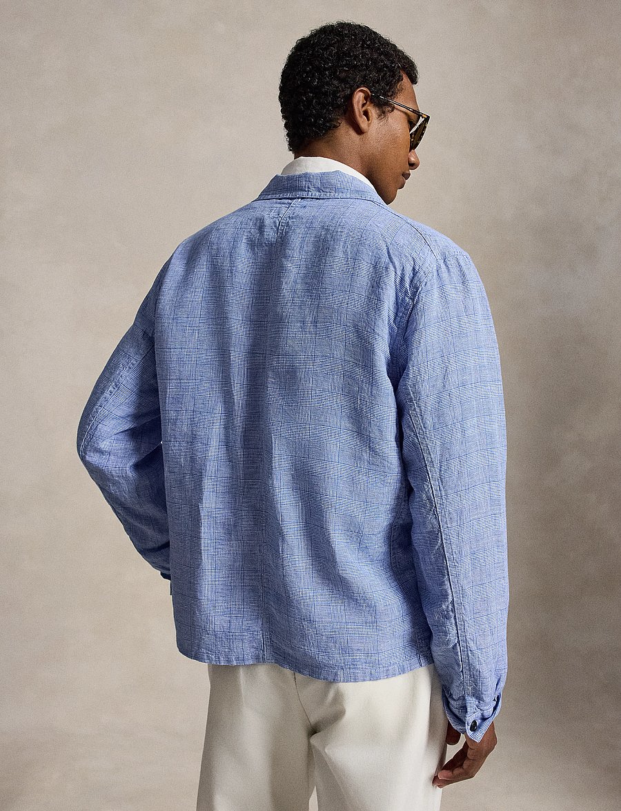 Polo Ralph Lauren - Plaid Linen Utility Overshirt - vindjakker - 7273 blue white - 2